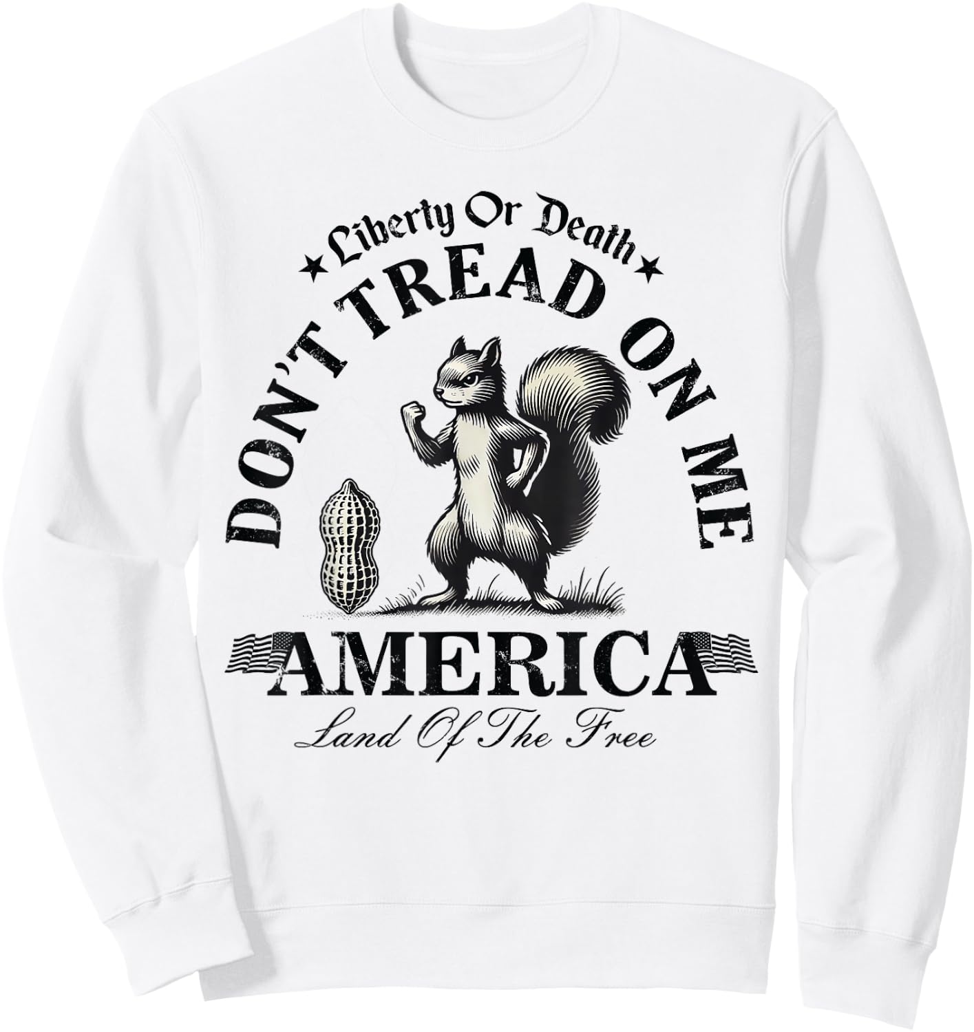 Don't Tread on Me Squirrel Liberty - Justice for Peanut -Adult Blue Small Classic Modern Short Sleeve Sweatshirt - Sweatshirt | White