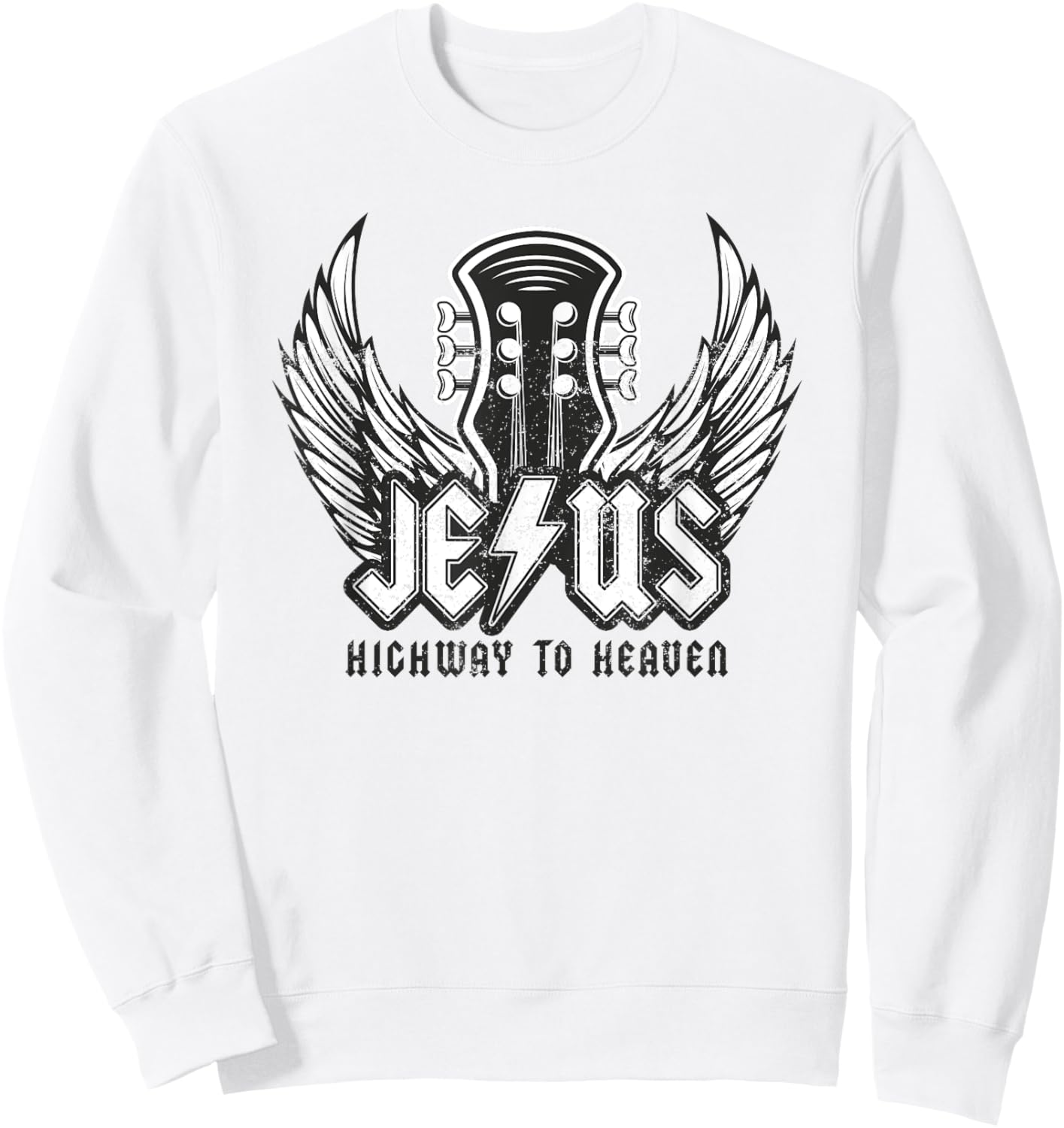 Jesus Rock and Roll Christian Music Worship Bible Verse Sweatshirt - Sweatshirt | White