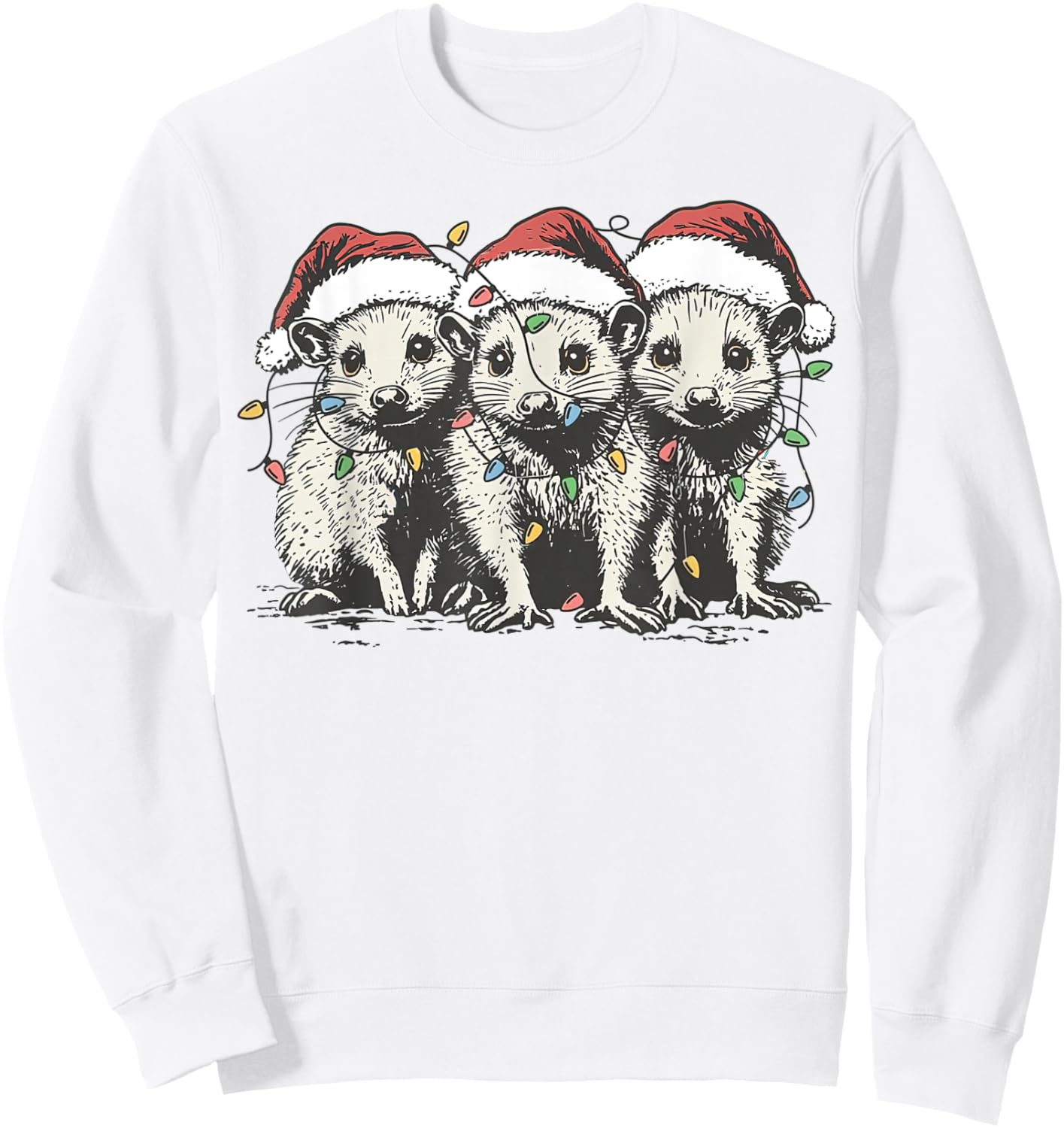 Vintage Cute Opossum Possum Christmas Girls Sweatshirt - Sweatshirt | White