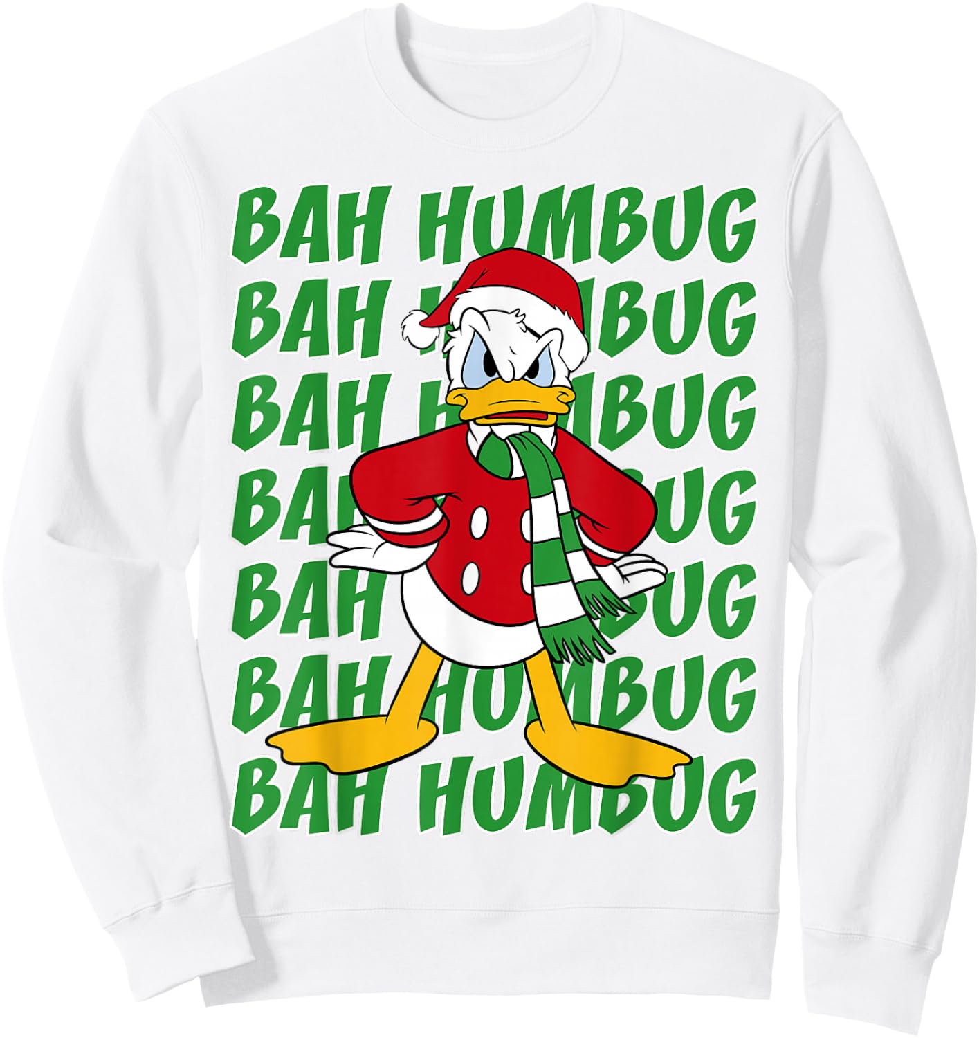 Disney Donald Duck Bah Humbug Christmas Text Stack Sweatshirt - Sweatshirt | White