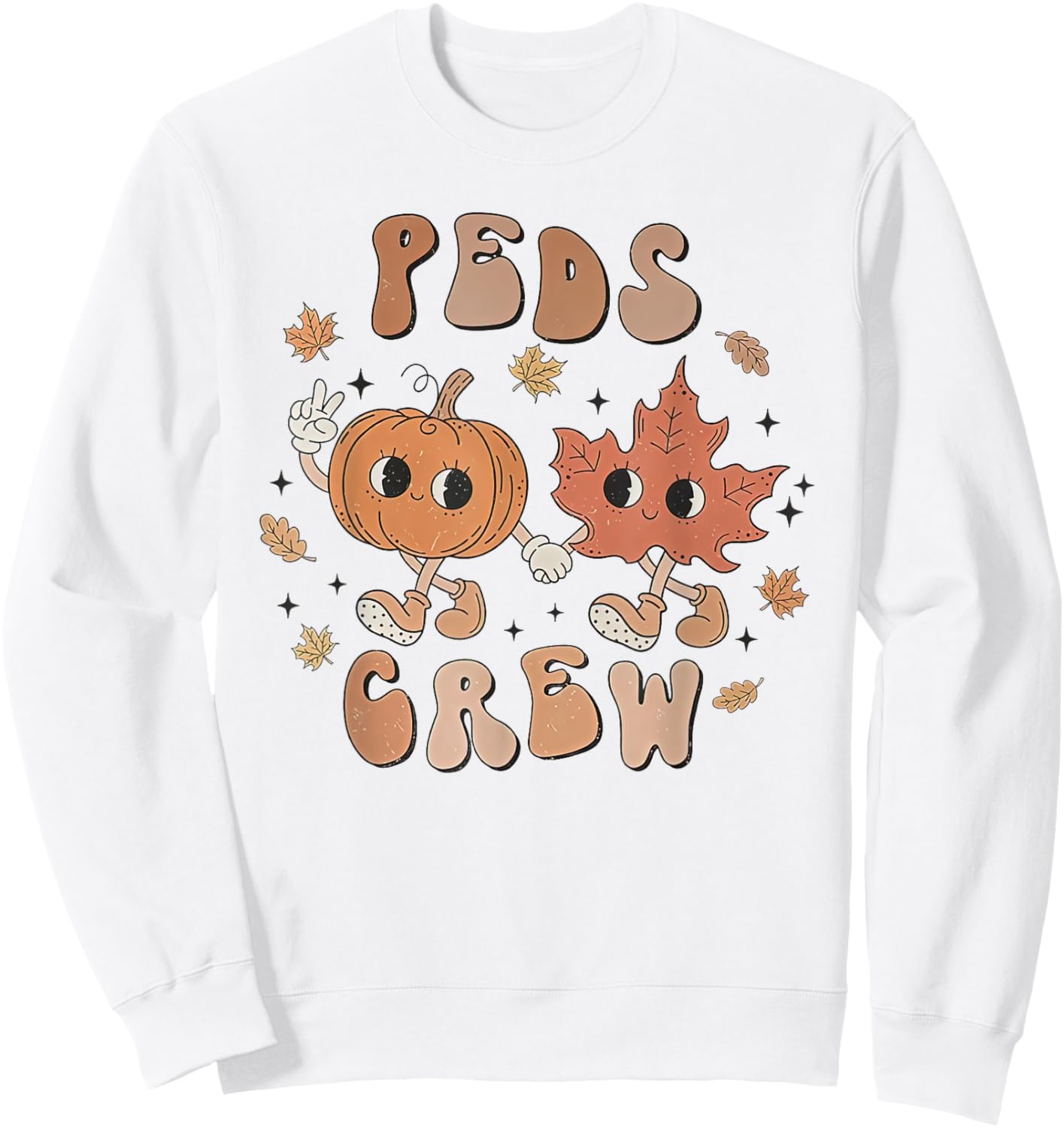 PEDS Crew Nurse etro Groovy Pumpkin Thanksgiving Pediatrics Sweatshirt - Sweatshirt | White