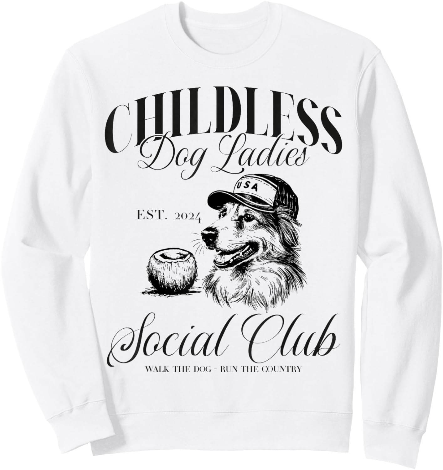 Childless Dog Lady Ladies USA Vintage 2024 Sweatshirt - Sweatshirt | White