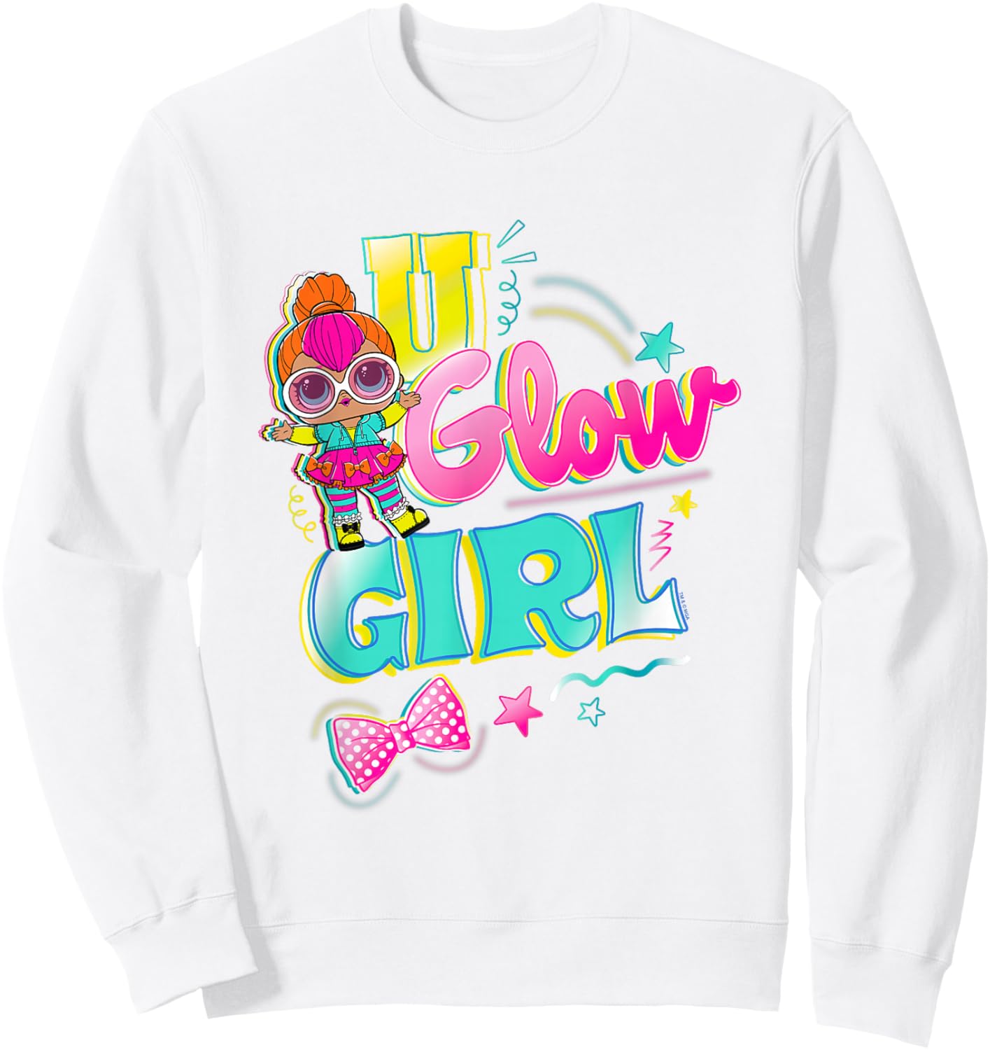 LOL Surprise U Glow Girl Neon Q. T. Retro Logo Sweatshirt - Sweatshirt | White