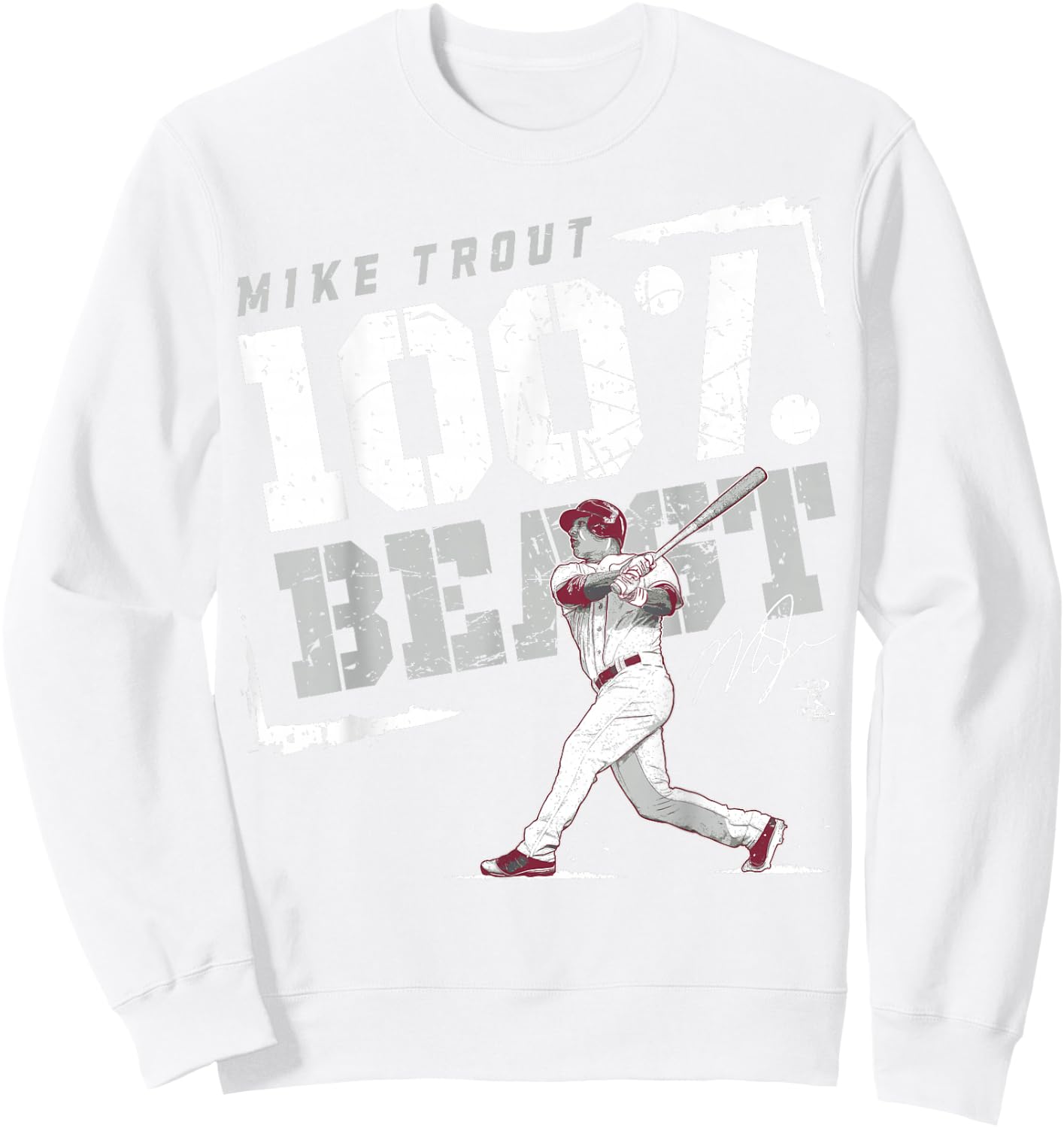 Mike Trout 100% Beast - Apparel Sweatshirt - Sweatshirt | White