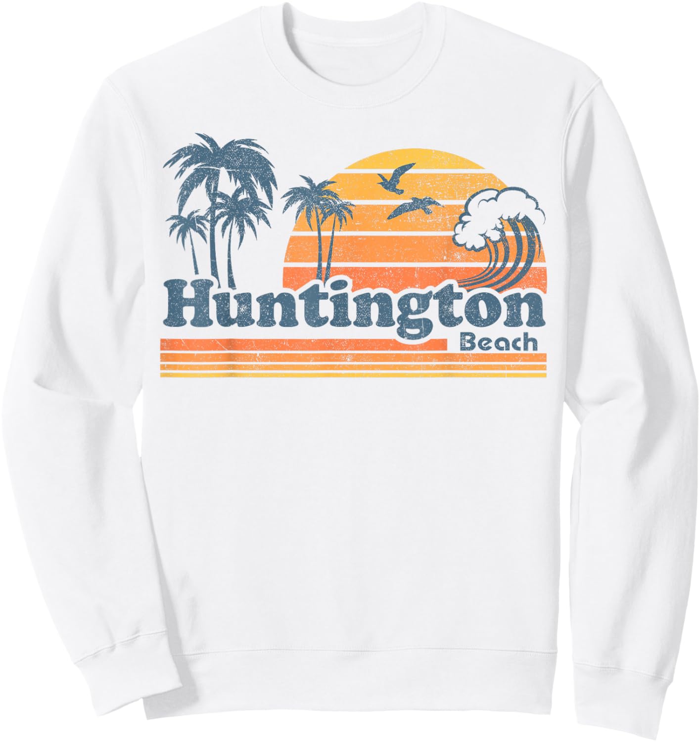 Huntington Beach California Vacation Cute Cali 70s Retro Sweatshirt - Sweatshirt | White