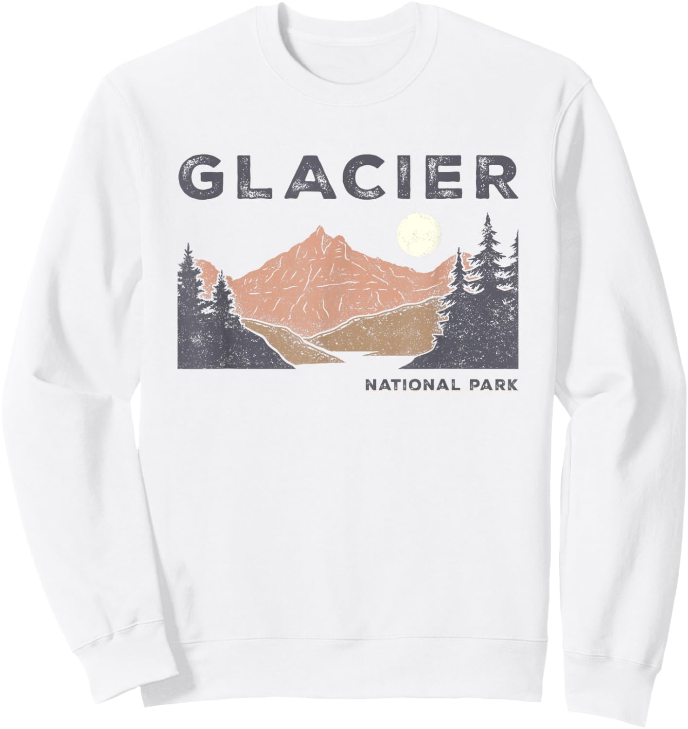 Retro Glacier National Park Montana Vintage Sweatshirt - Sweatshirt | White