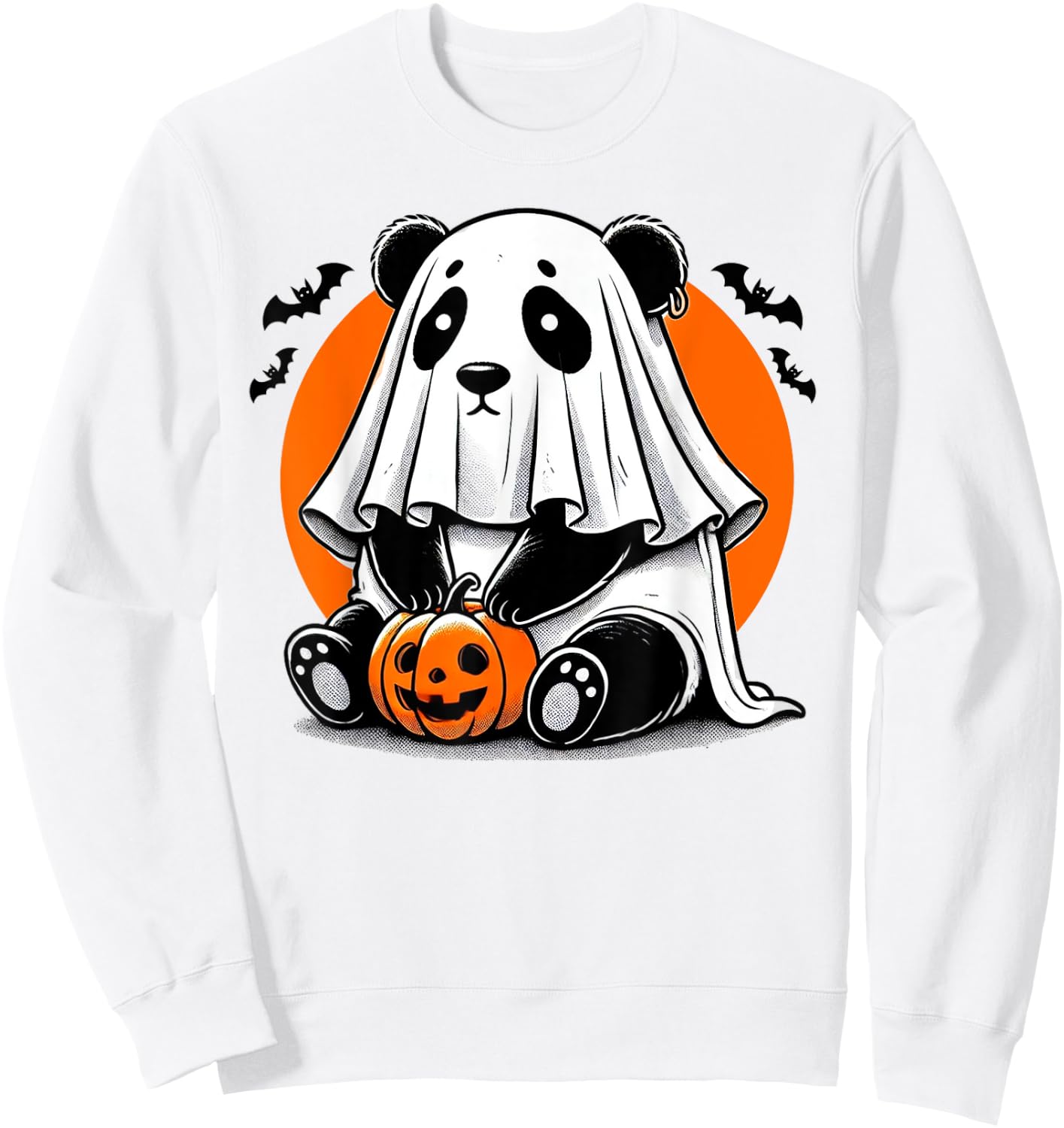 Spooky Panda Wearing A Ghost Halloween Costume Funny Horror Sweatshirt - Sweatshirt | White
