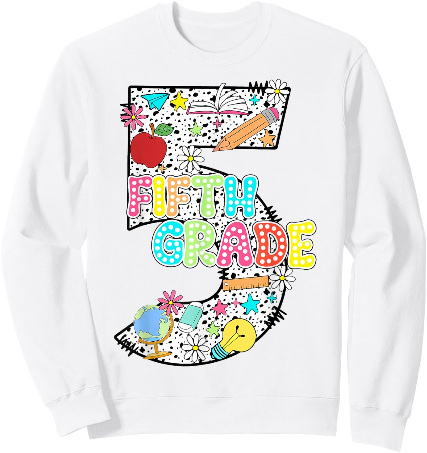Number 5 Fifth Grade Hello 5th Grade Squad Teacher Student Men Women Kids Sweatshirt - Sweatshirt | White