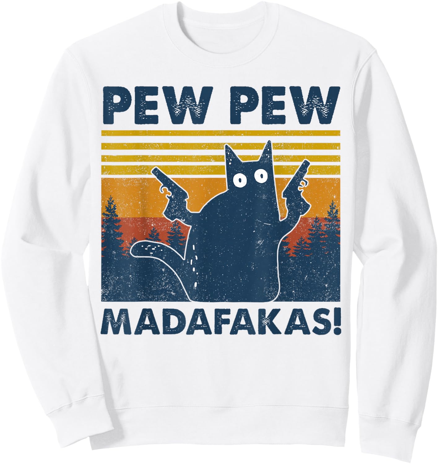 Vintage Cats Pew Pew Madafakas Funny Crazy Cat Lovers Gifts Small Sweatshirt - Sweatshirt | White