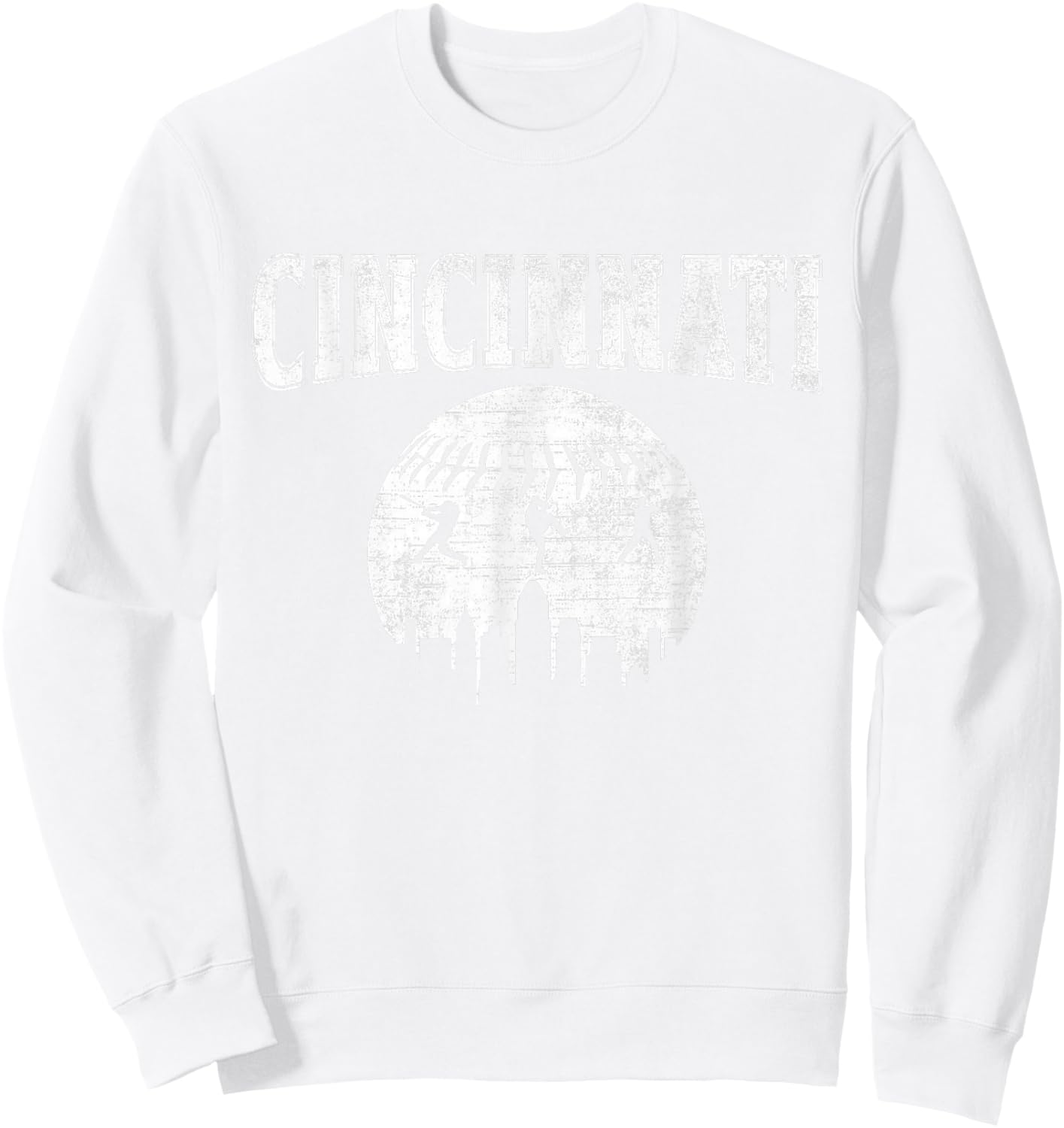 Cincinnati Baseball City Vintage Style Gameday Baseball Sweatshirt - Sweatshirt | White