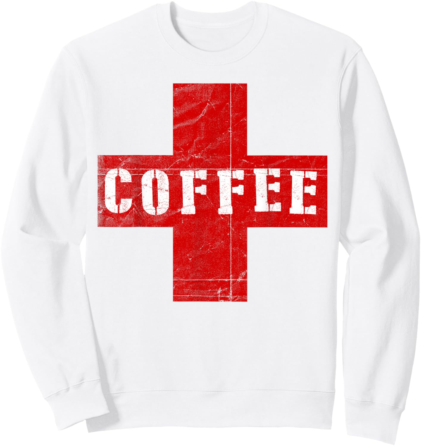 Vintage Coffee Lovers Medic red crossed rescue Java team Sweatshirt - Sweatshirt | White
