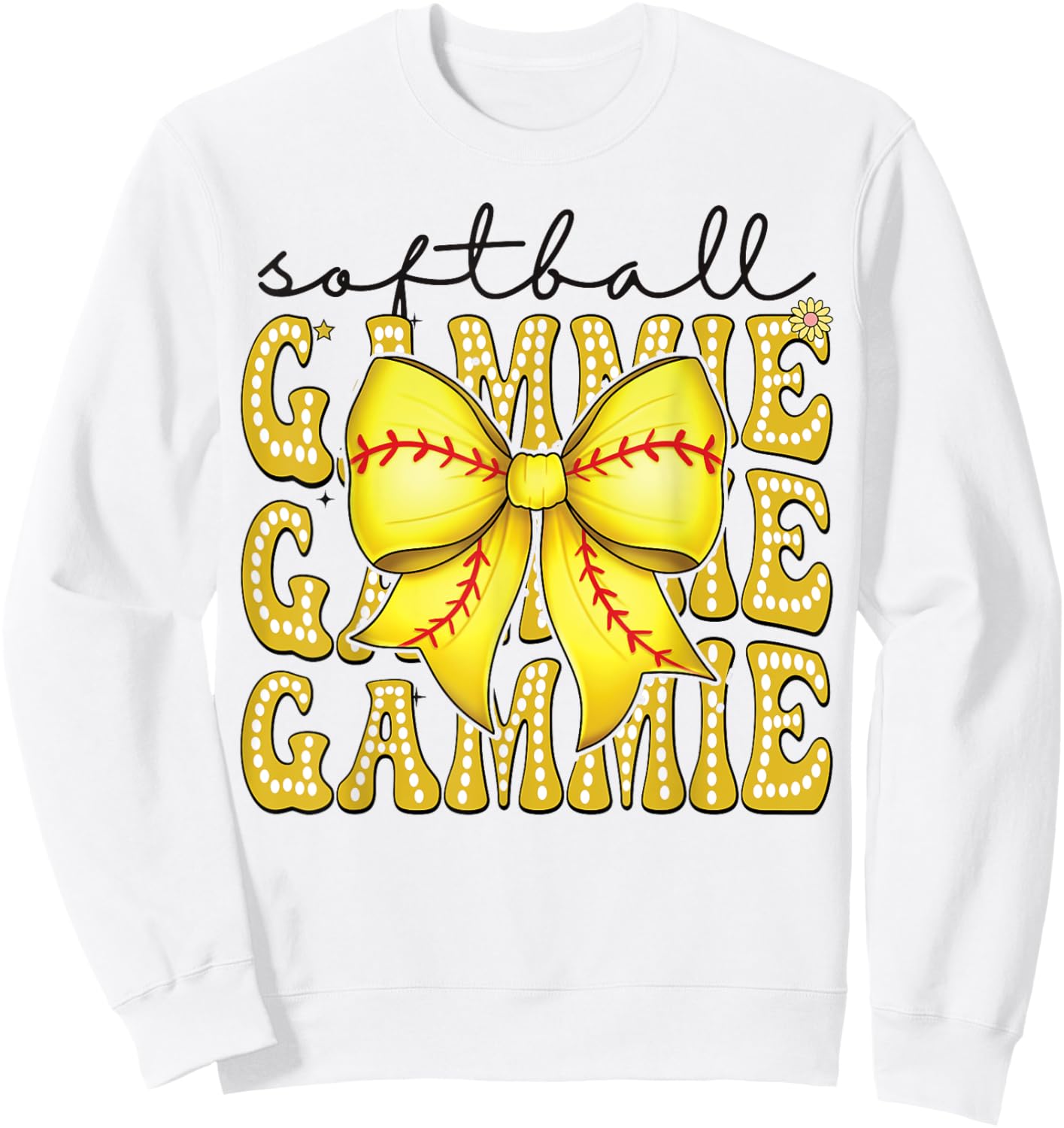 Softball Gammie Retro Softball Coquette Bow Groovy Sweatshirt - Sweatshirt | White