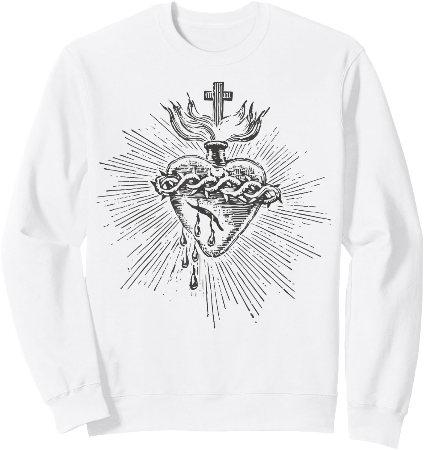 Devotion to the Sacred Heart of Jesus Vintage Catholic Art Sweatshirt - Sweatshirt | White