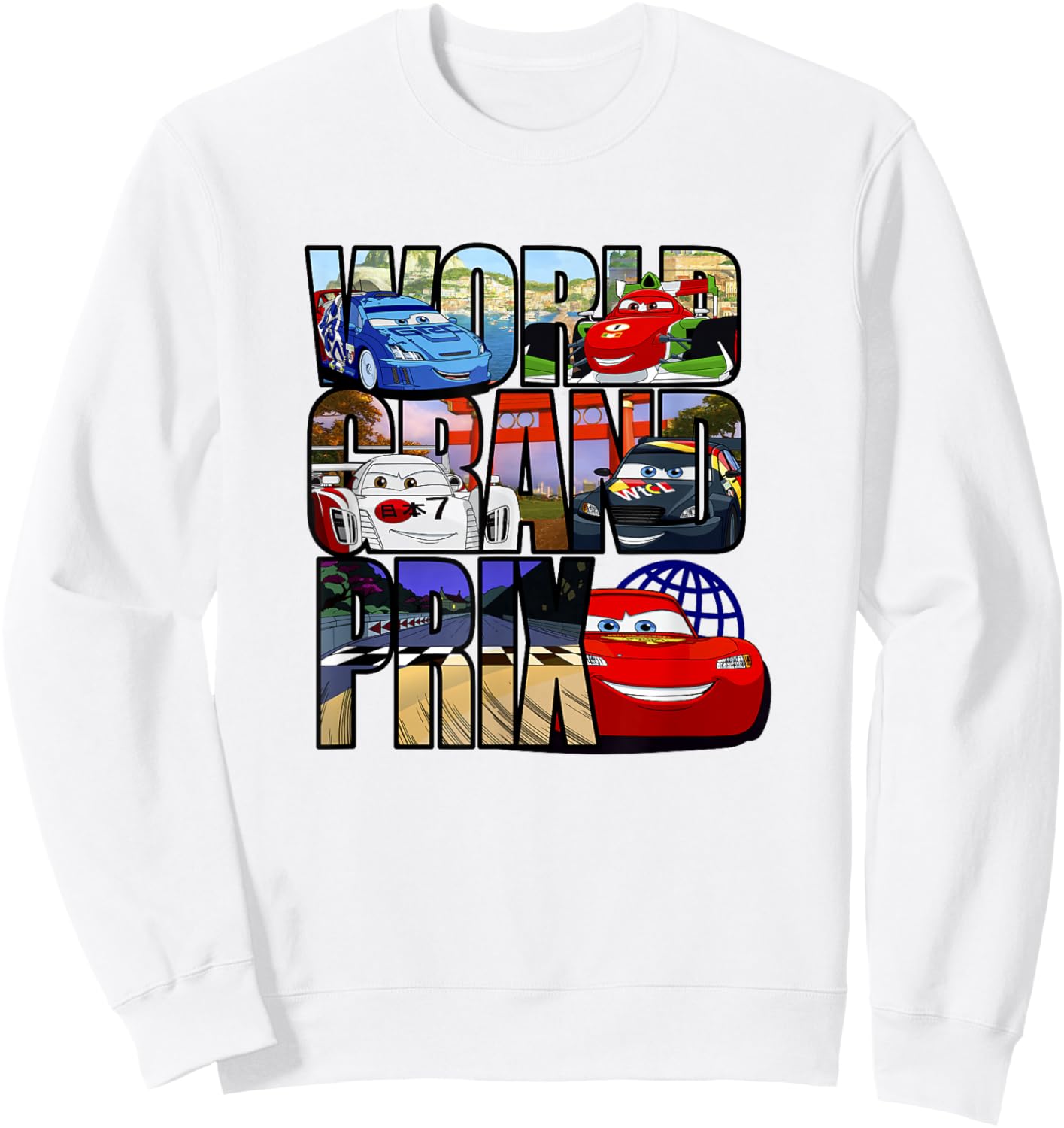 Disney Pixar Cars 2 World Grand Prix Destinations Logo Sweatshirt - Sweatshirt | White