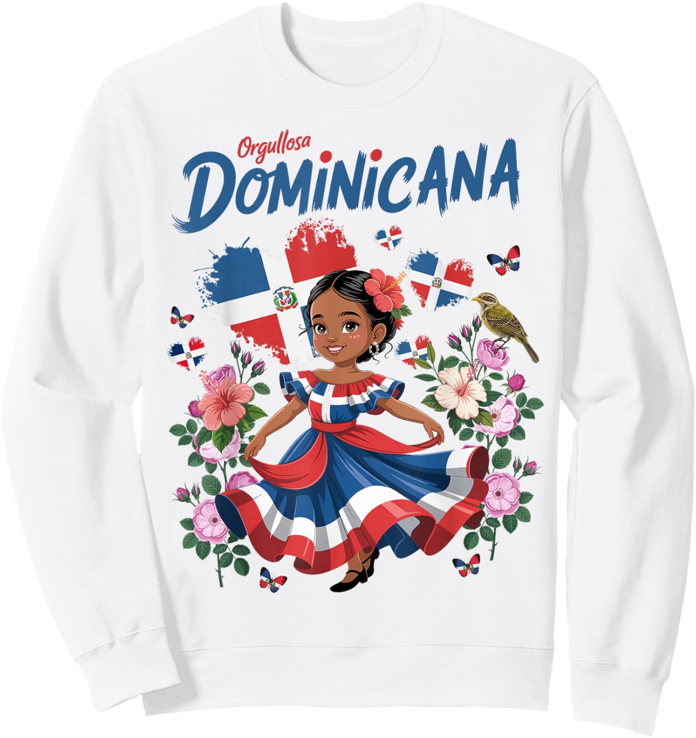 Dominican Republic Flag Outfit Idea for Girls Dominicana Sweatshirt - Sweatshirt | White