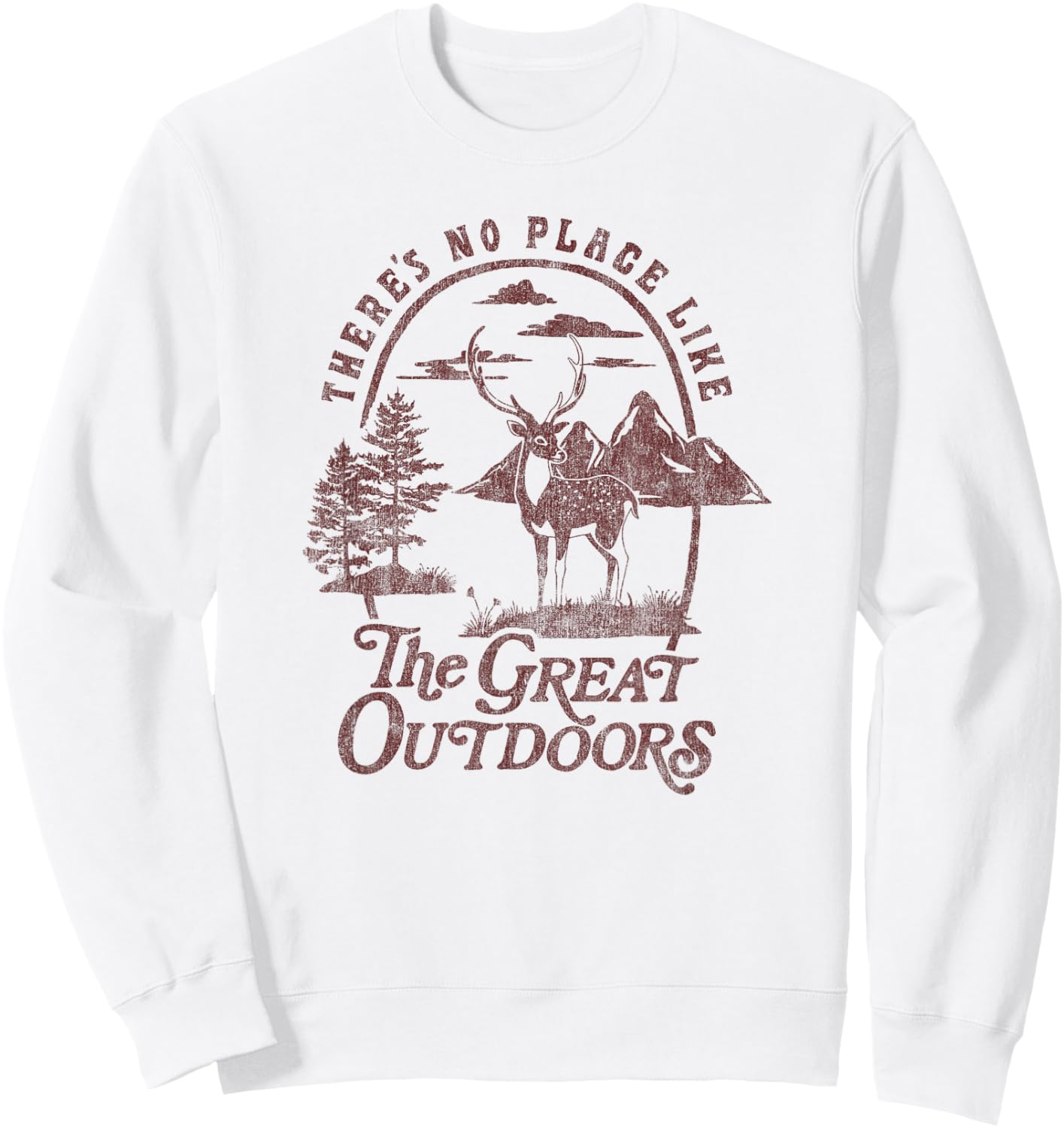 There's No Place Like The Great Outdoors Deer Landscape V2 Sweatshirt - Sweatshirt | White