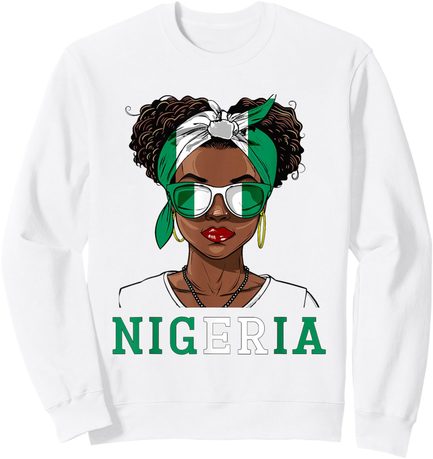 Nigeria Flag Outfit for Woman Decor Souvenirs Nigerian Sweatshirt - Sweatshirt | White