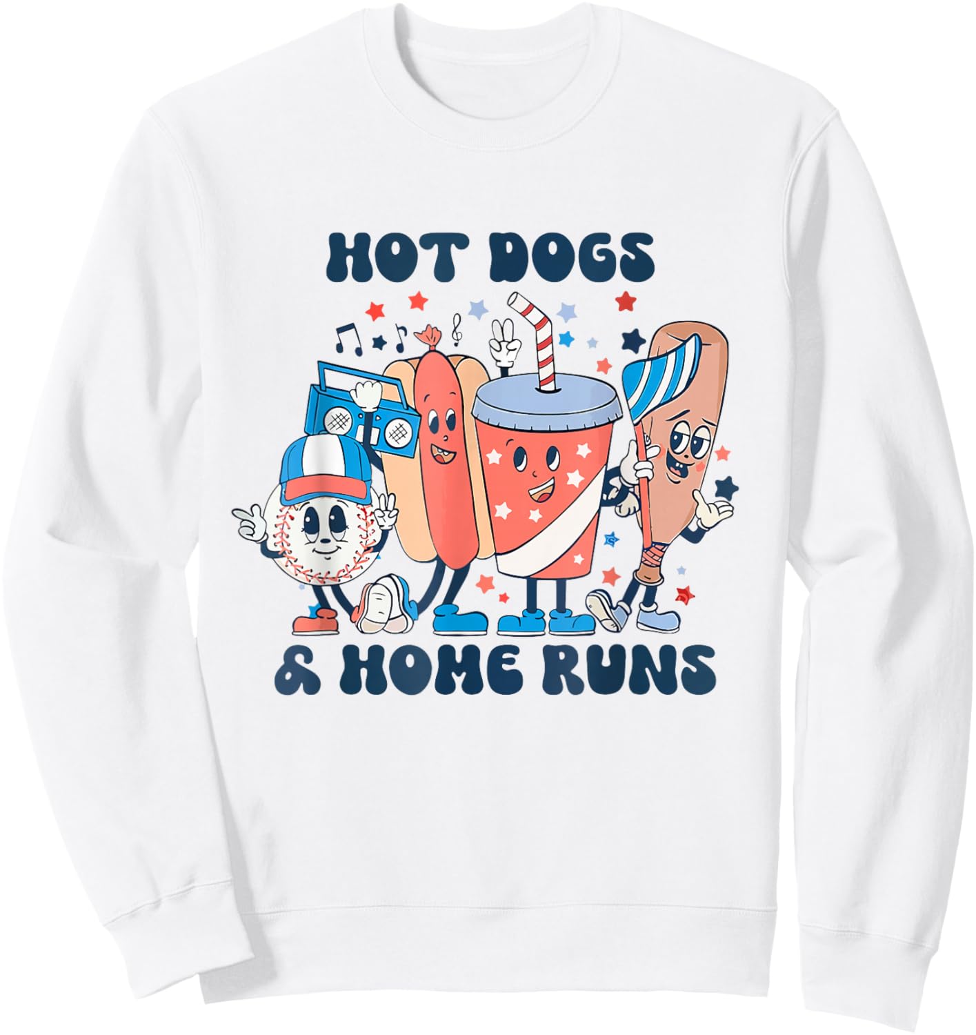 Hot Dogs And Home Runs Hot Dog Baseball Touchdown Sweatshirt - Sweatshirt | White