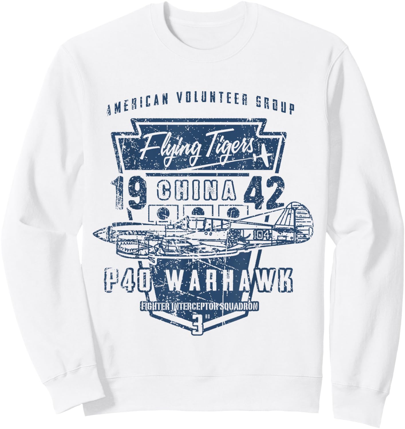 Warbird Flying Tiger p-40 Warhawk T Shirt Sweatshirt - Sweatshirt | White