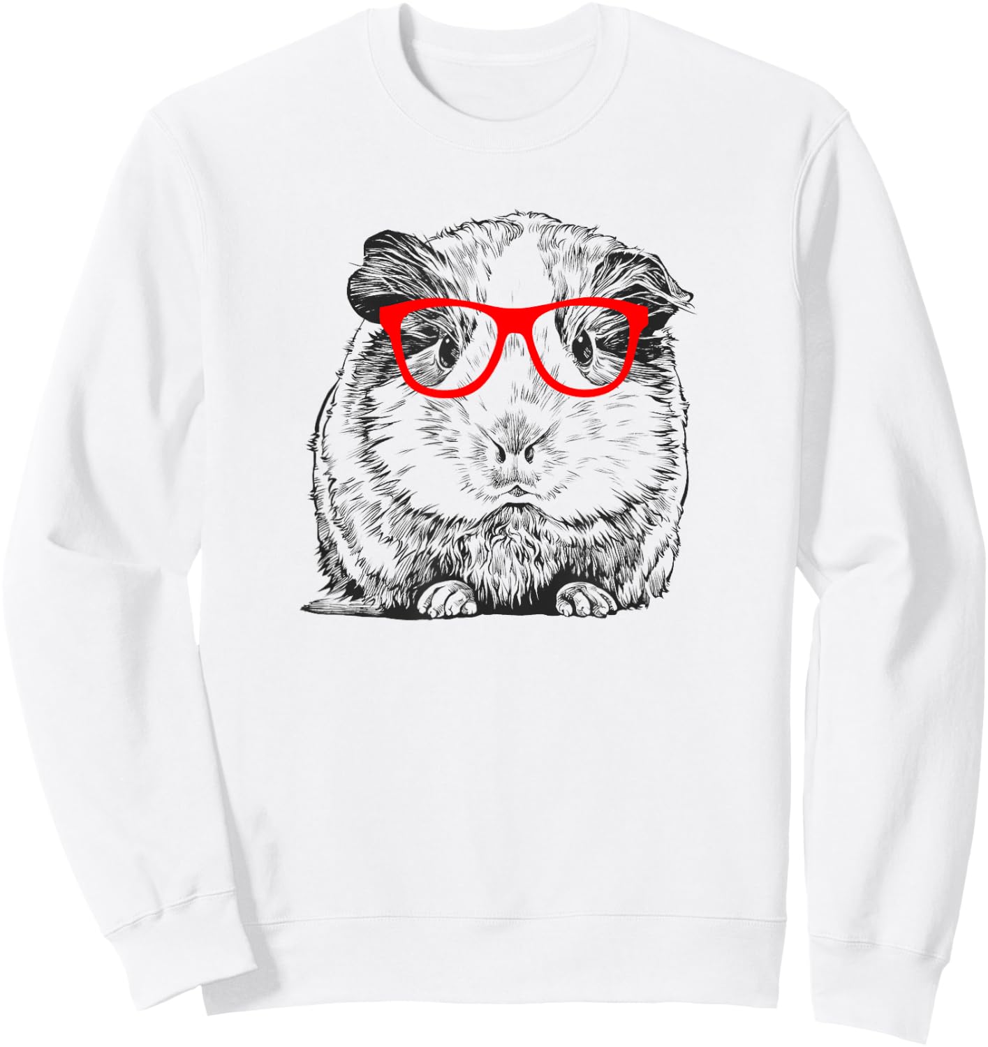 Hipster Guinea Pig in Red Glasses Pet Animal T Shirt Sweatshirt - Sweatshirt | White