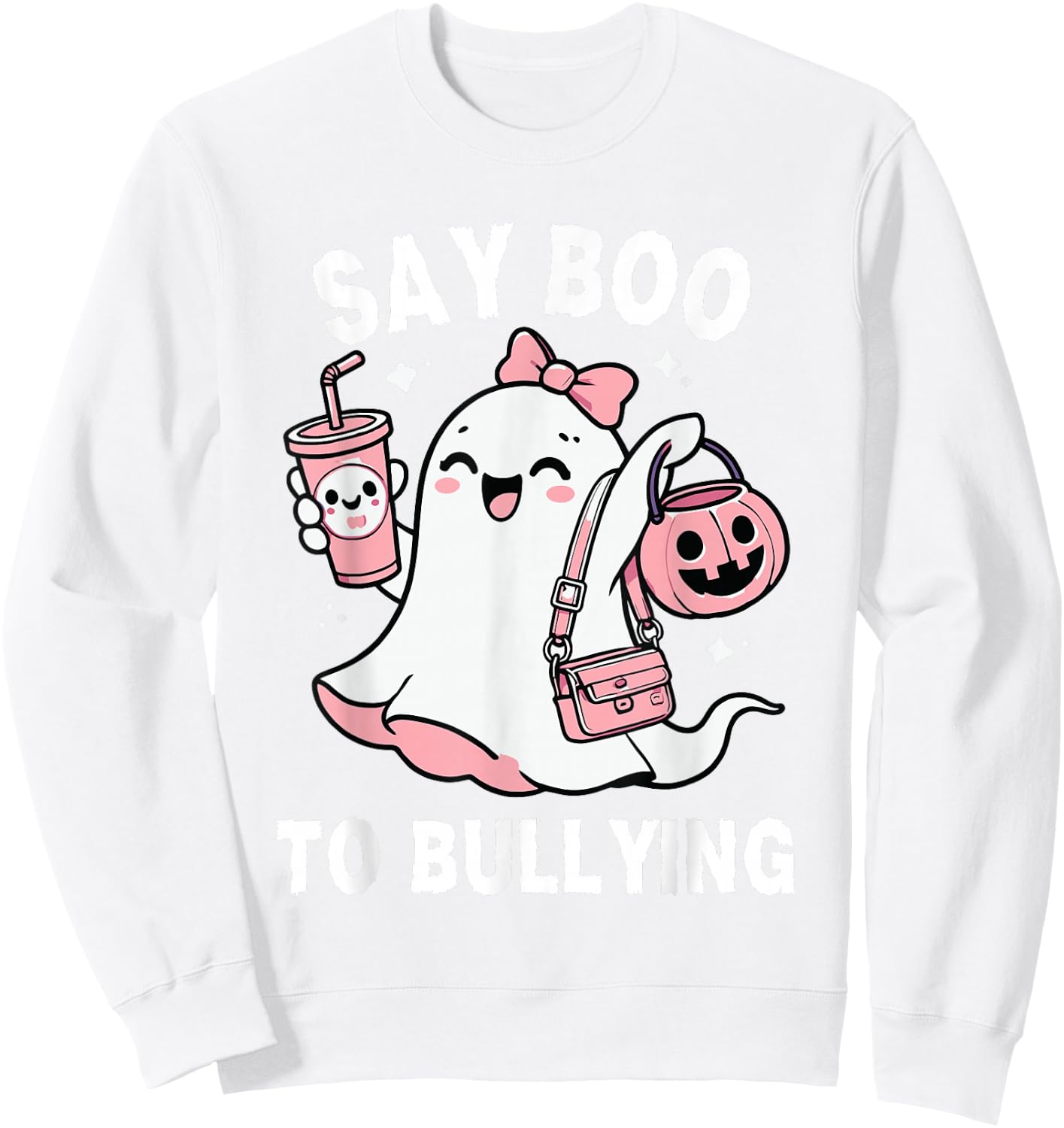 Say Boo To Bullying Orange Anti Bullying Unity Day Halloween Sweatshirt - Sweatshirt | White