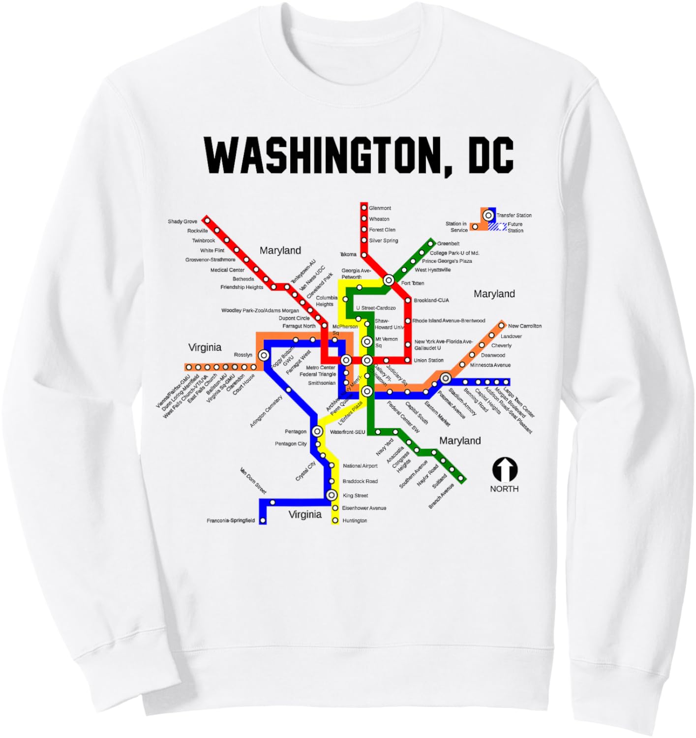 Metro Map Washington D.C.Vacation Cherry Blossom Capitol Sweatshirt - Sweatshirt | White