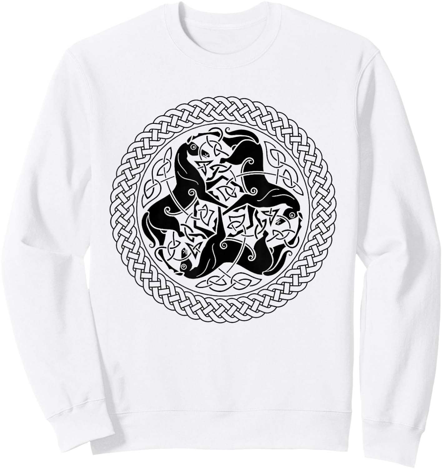 Celtic Epona Knot Ring with Horses Sweatshirt - Sweatshirt | White