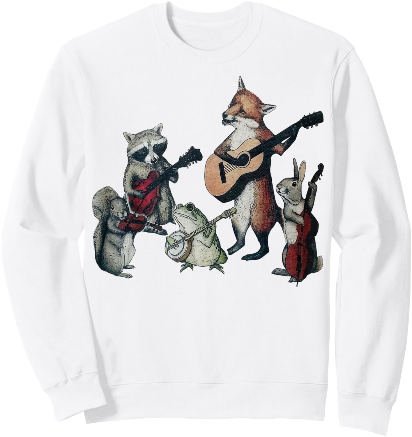 Bluegrass Animal Band Geeky Musical Vintage Sweatshirt - Sweatshirt | White