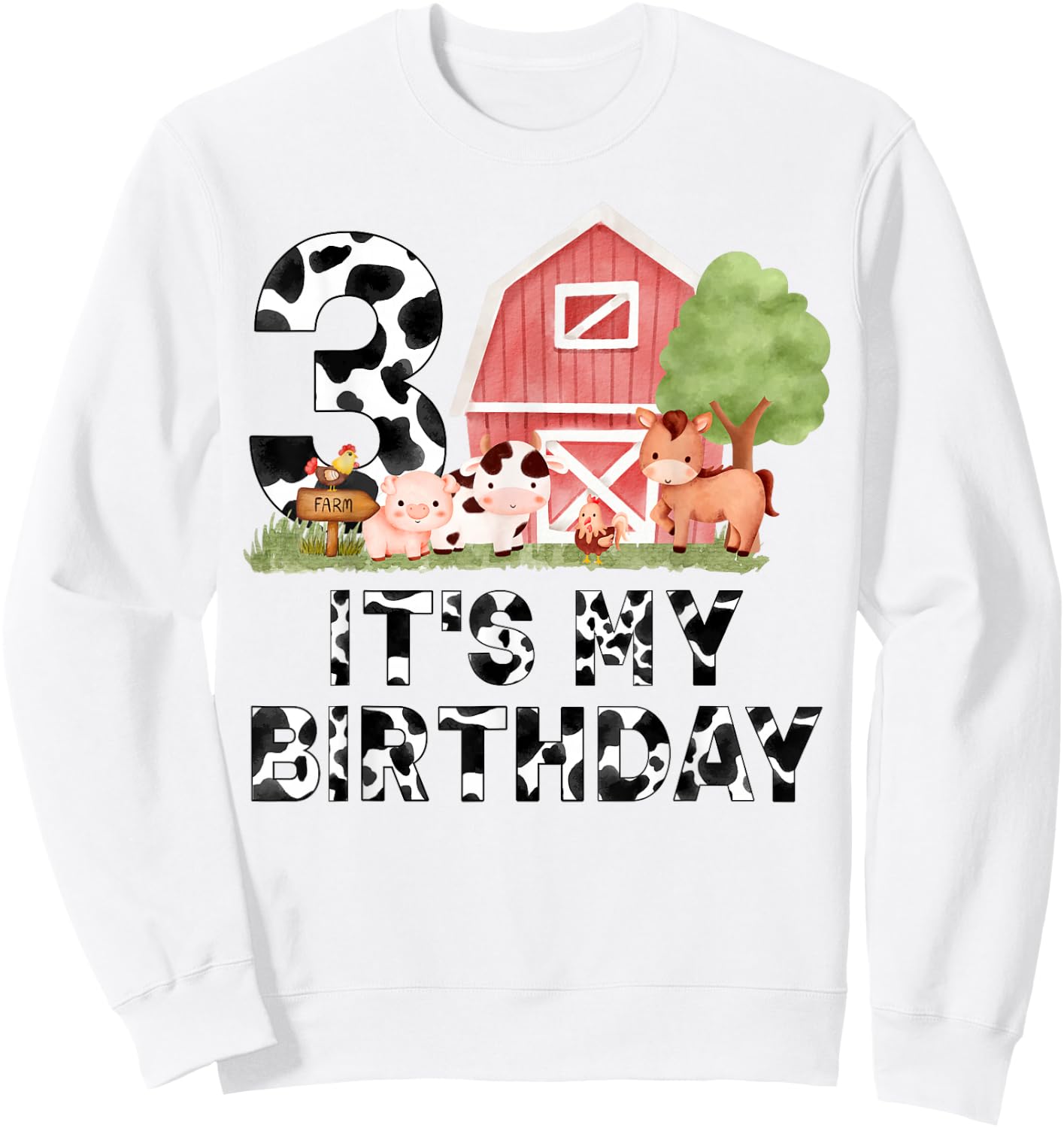 It's My 3rd Birthday Boy Girl Farm Animal 3 Years Old Kids Sweatshirt - Sweatshirt | White