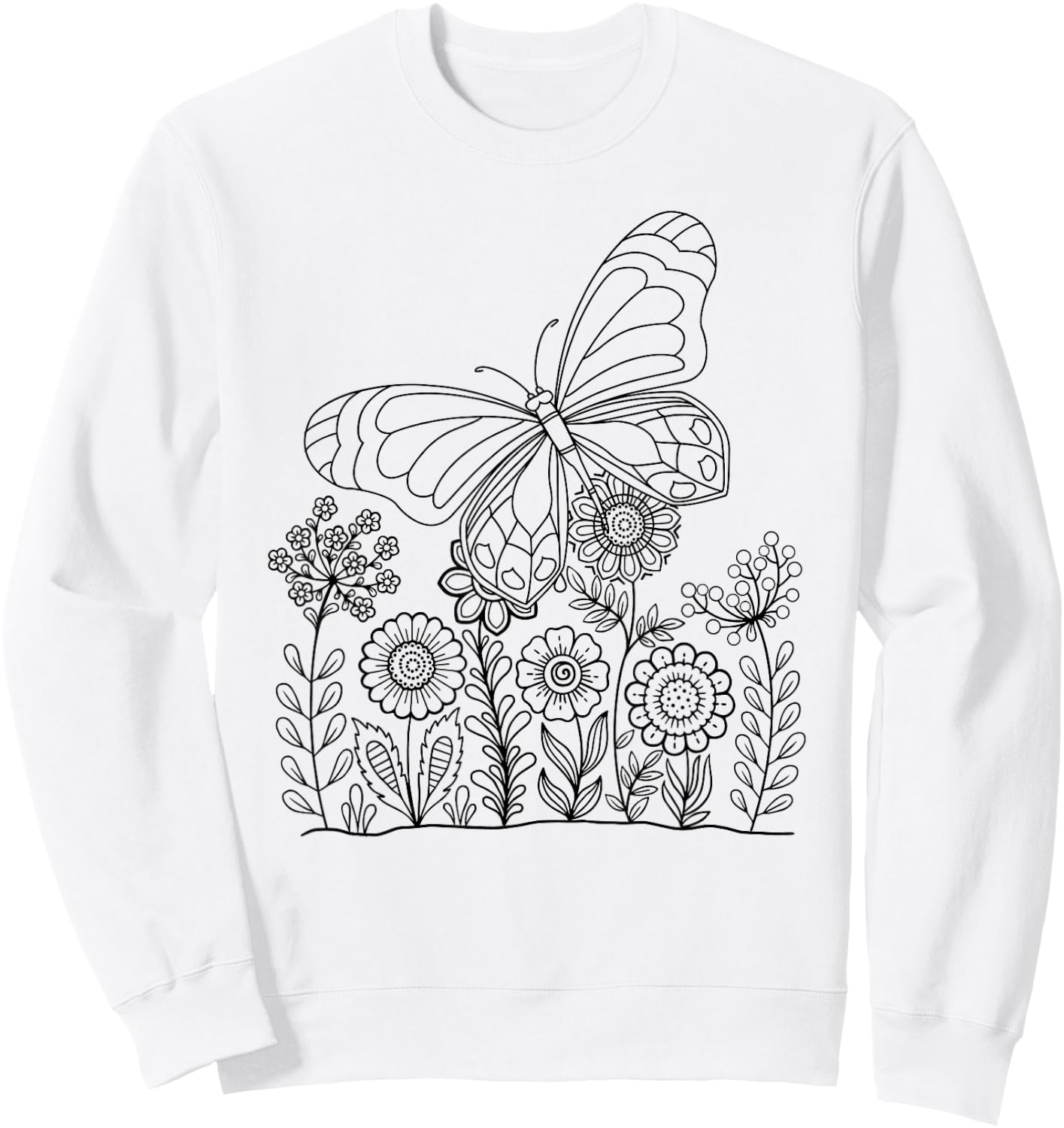 Butterfly Design for Colouring and Painting for Children Sweatshirt - Sweatshirt | White