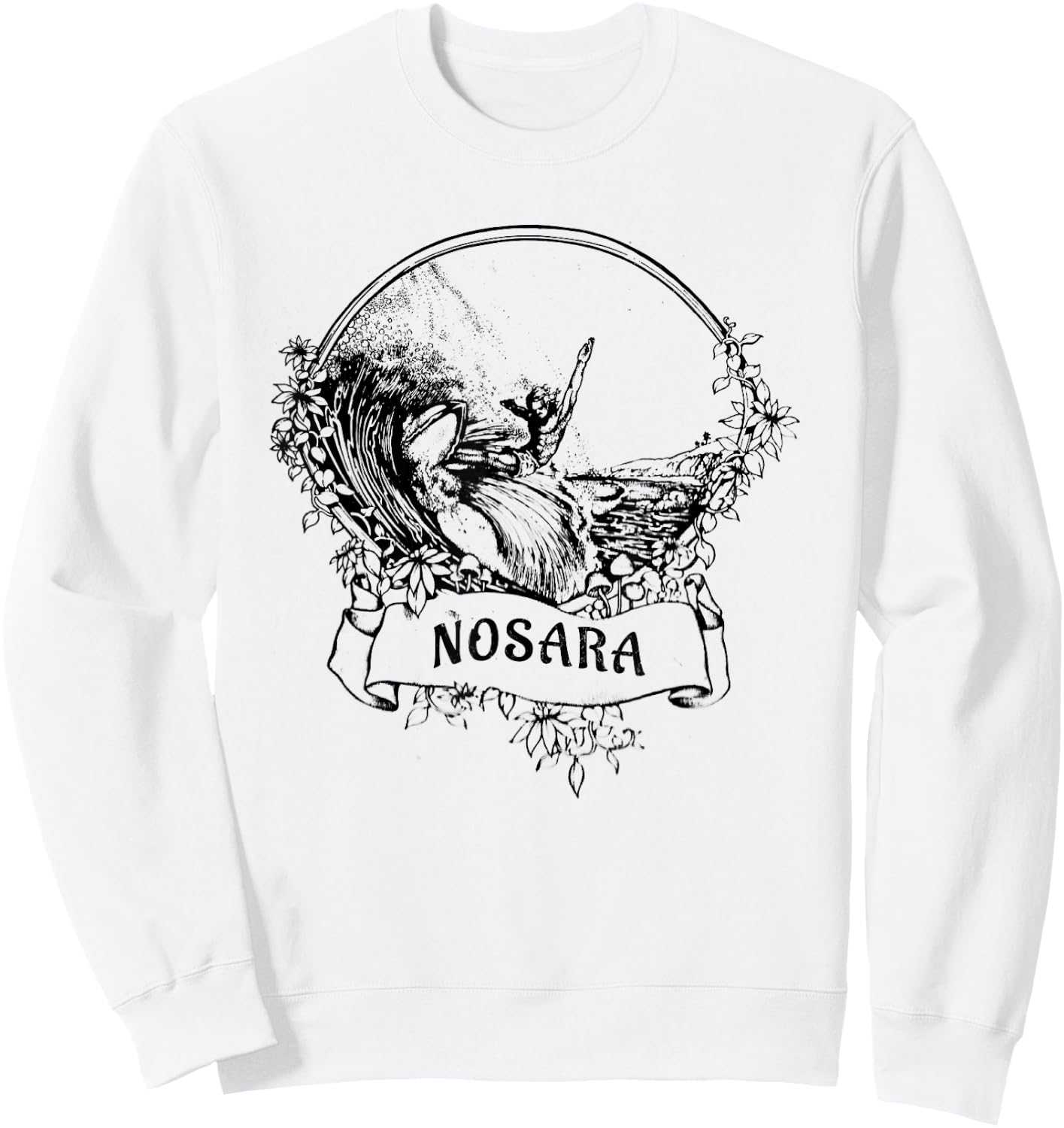 Surfing Nosara, Costa Rica Vintage Retro Throwback Surfer Sweatshirt - Sweatshirt | White