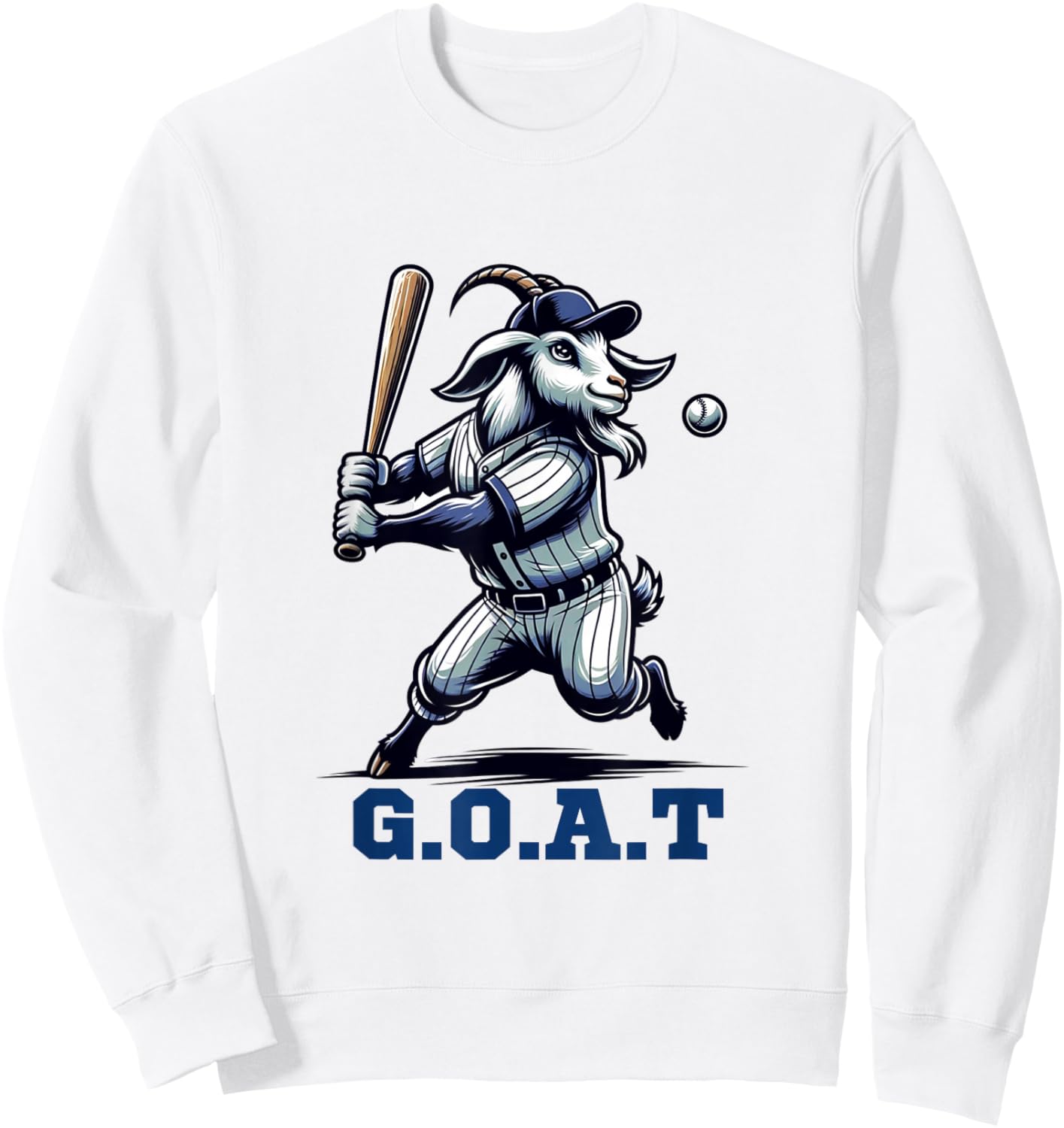 G.O.A.T. Goat Greatest Baseball Player Funny Sweatshirt - Sweatshirt | White