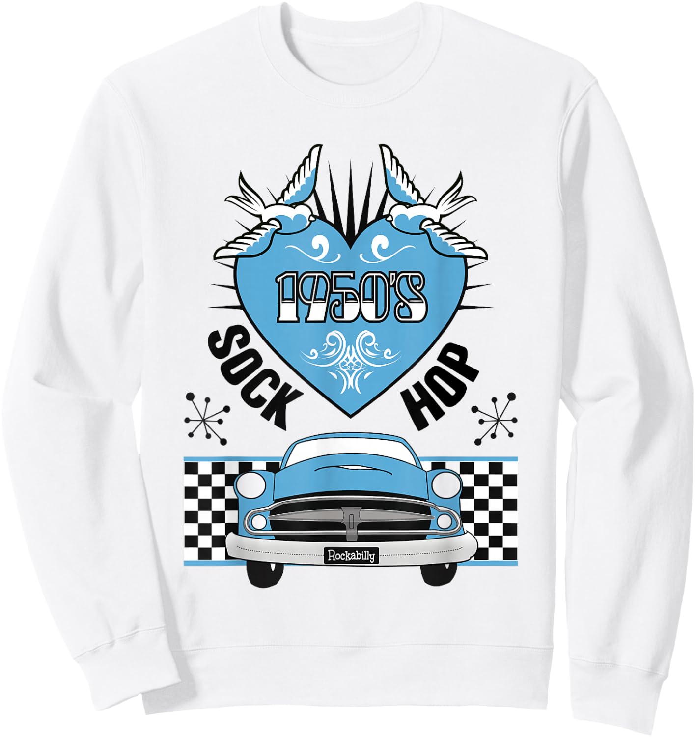 Sock Hop Costume Rockabilly 50s Greaser Retro 1950s Doo Wop Sweatshirt - Sweatshirt | White