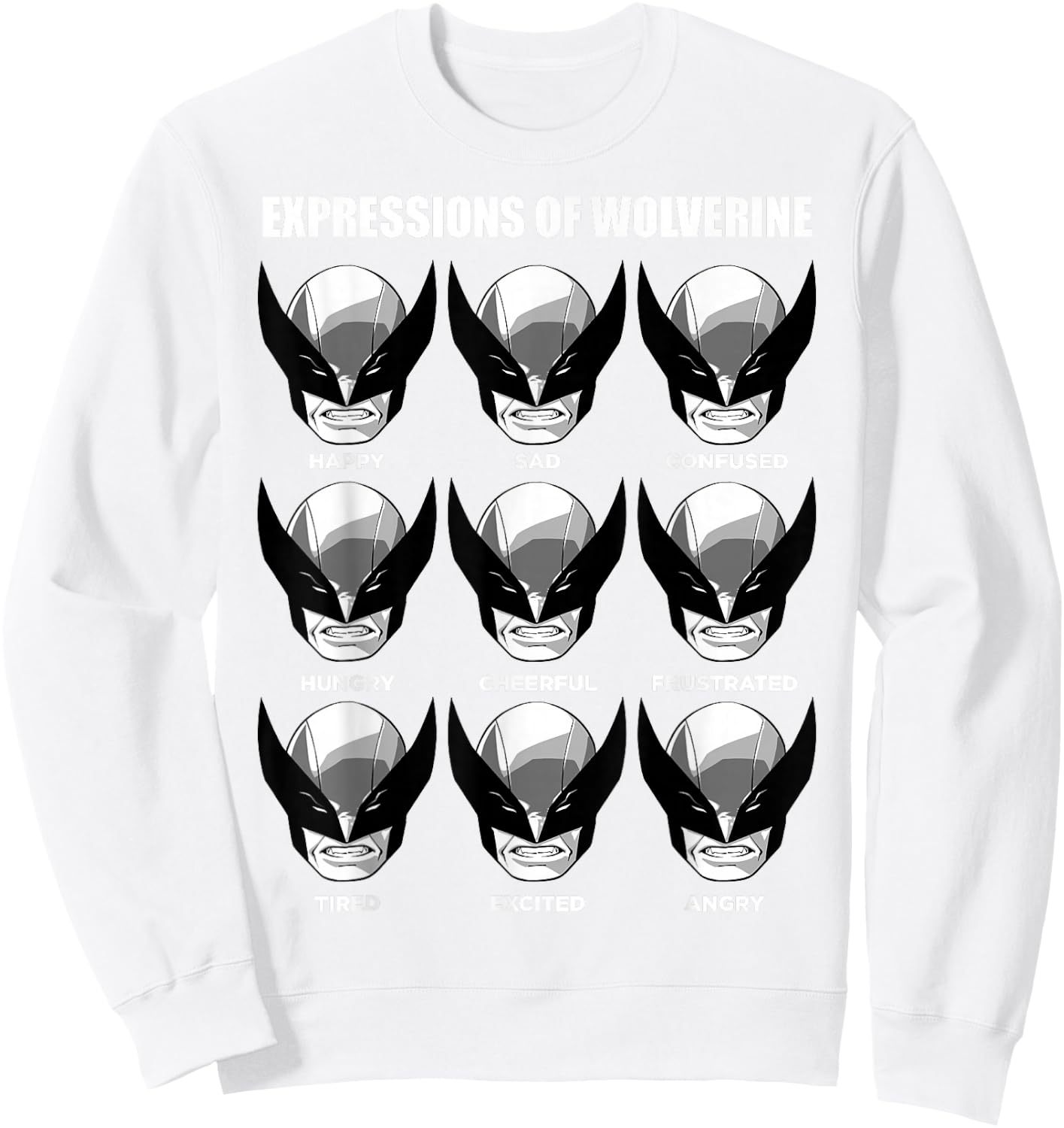 Marvel X-Men Expressions of Wolverine Grid Sweatshirt - Sweatshirt | White