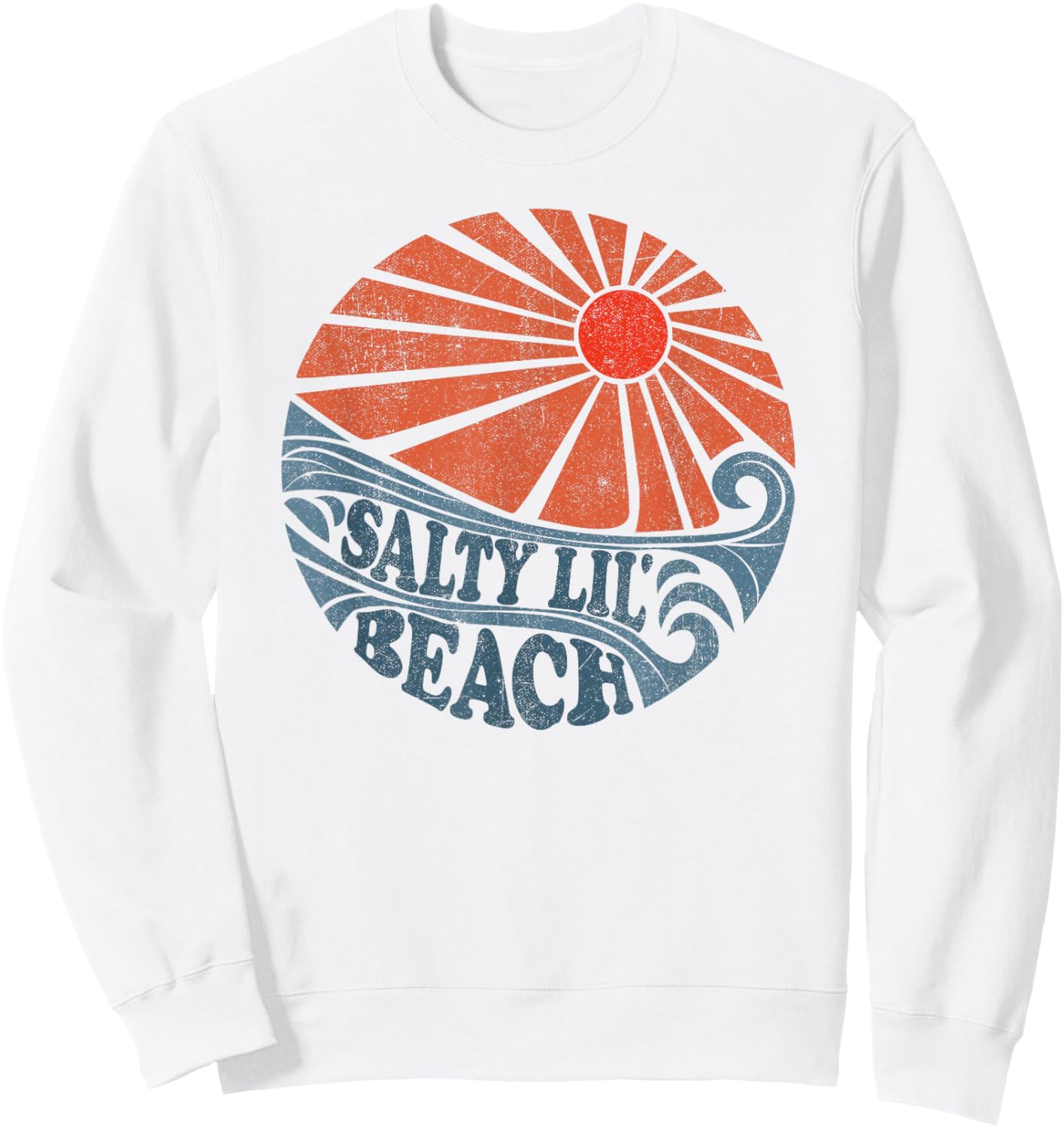 Vintage Salty Lil Beach Funny Retro Sun 70's Vacation Sweatshirt - Sweatshirt | White