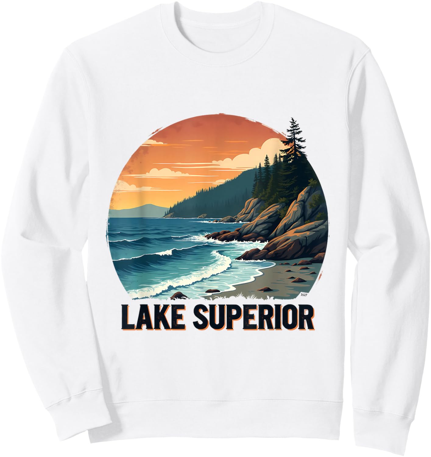 Lake Superior Scenic Nature Artwork Sweatshirt - Sweatshirt | White
