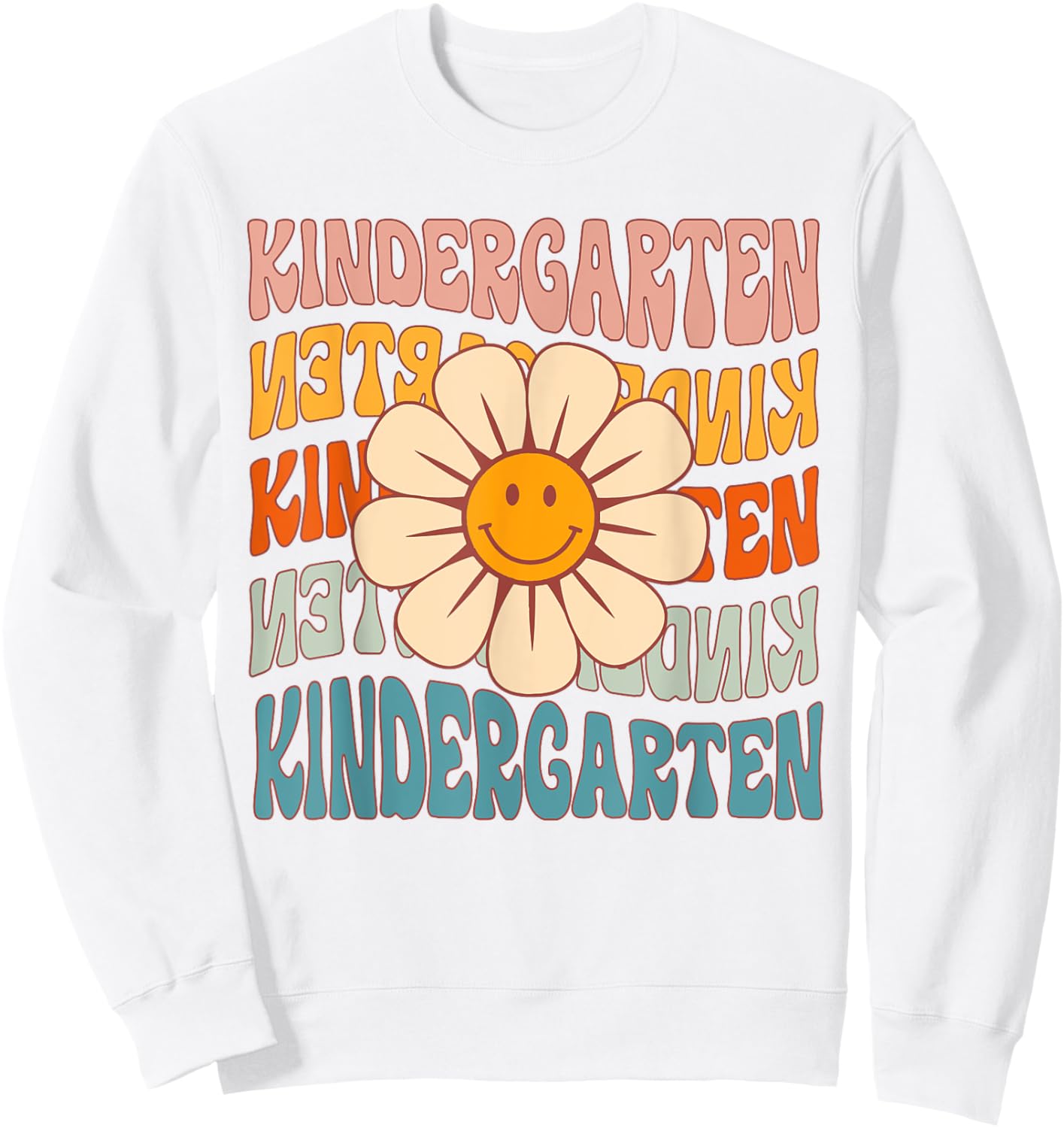 Retro Kindergarten Daisy Colorful Back To School Student Kid Sweatshirt - Sweatshirt | White