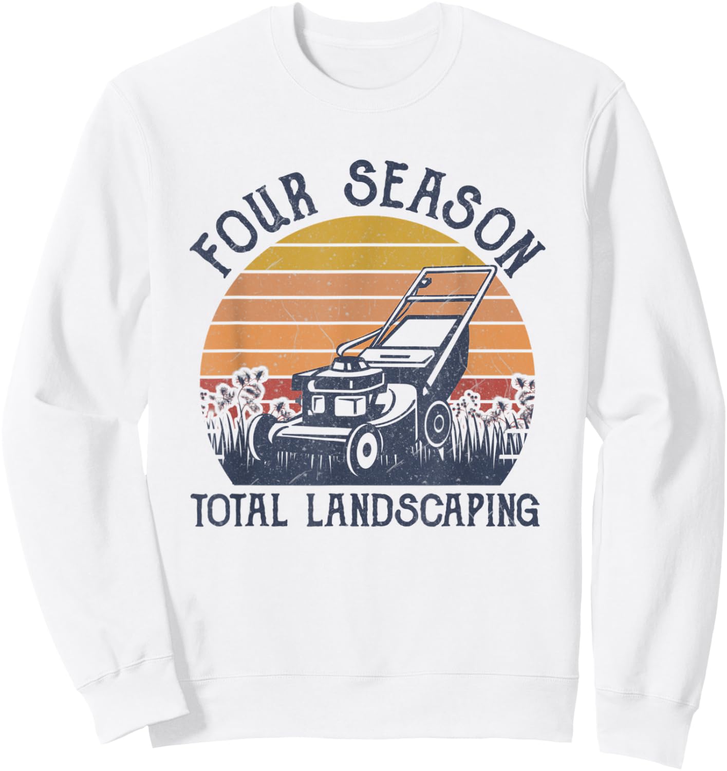 Four Season Total Landscaping Vintage Sunset Graphic Novelty Sweatshirt - Sweatshirt | White