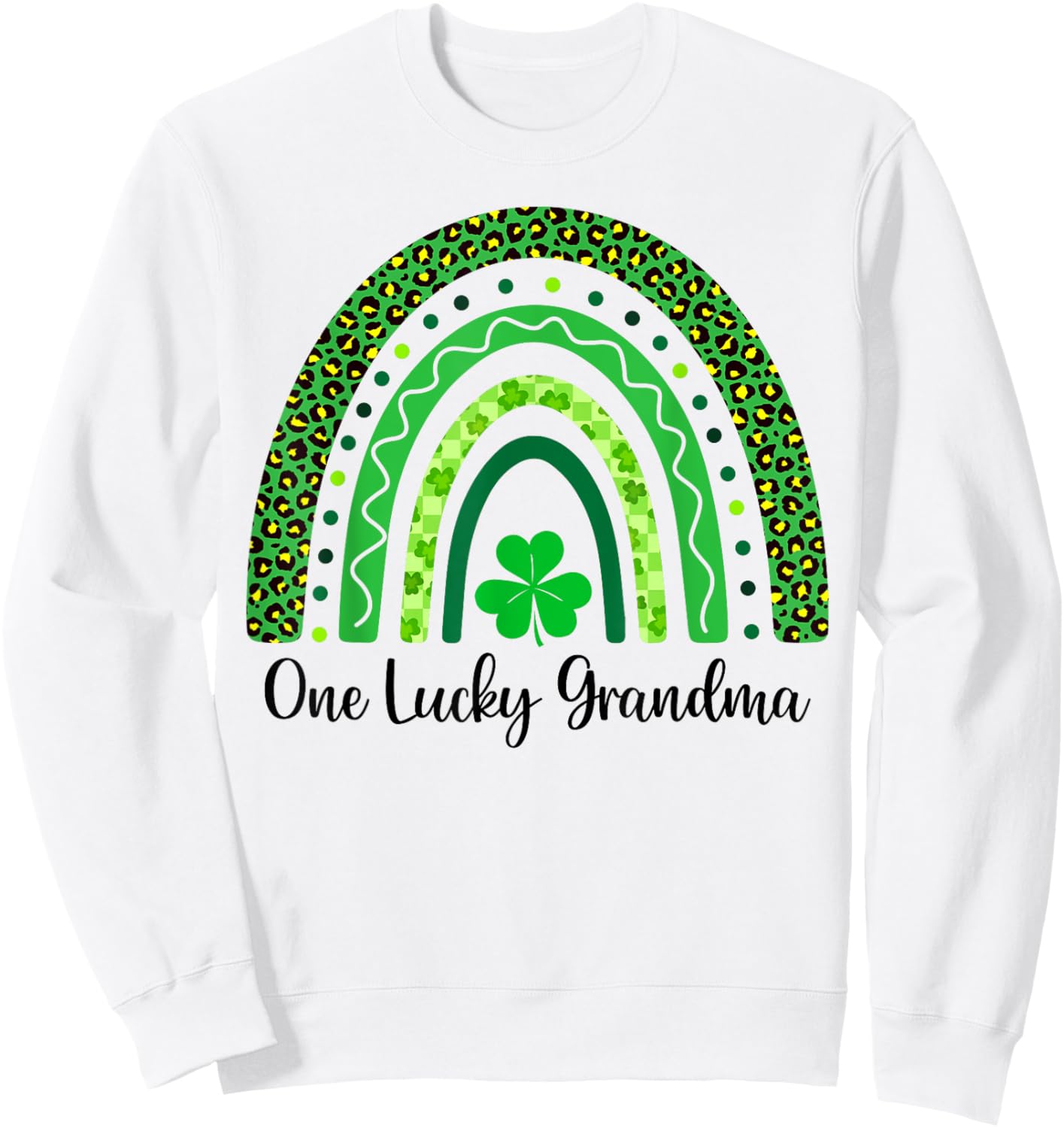 One Lucky Grandma St Patrick’s Day Rainbow Shamrock Irish Sweatshirt - Sweatshirt | White
