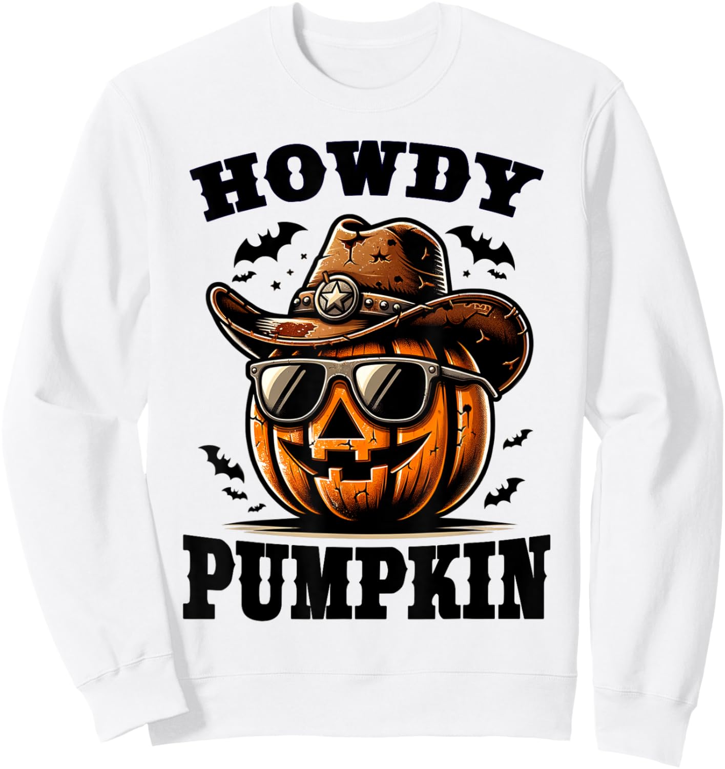 Howdy Pumpkin Western Halloween Sweatshirt - Sweatshirt | White