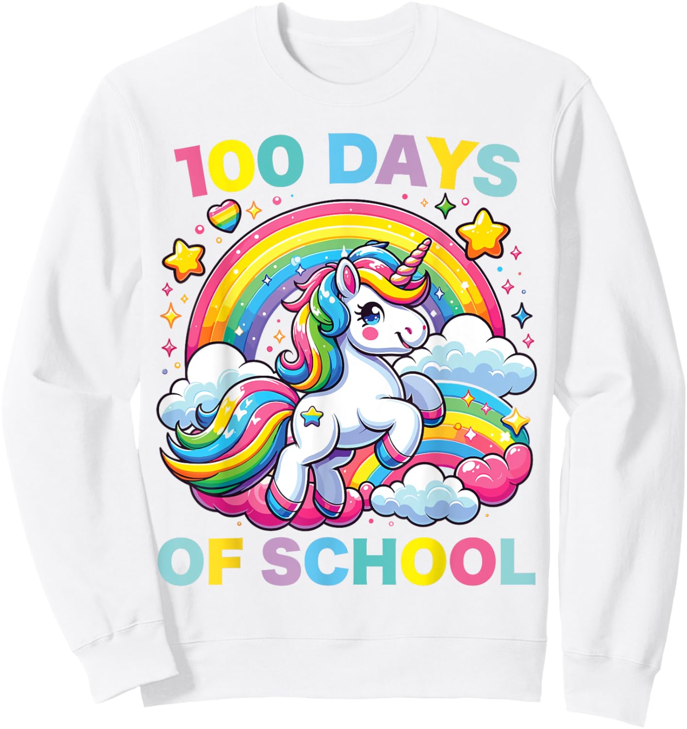 100 Days of School Unicorn Girls Teacher 100th Day of School Sweatshirt - Sweatshirt | White