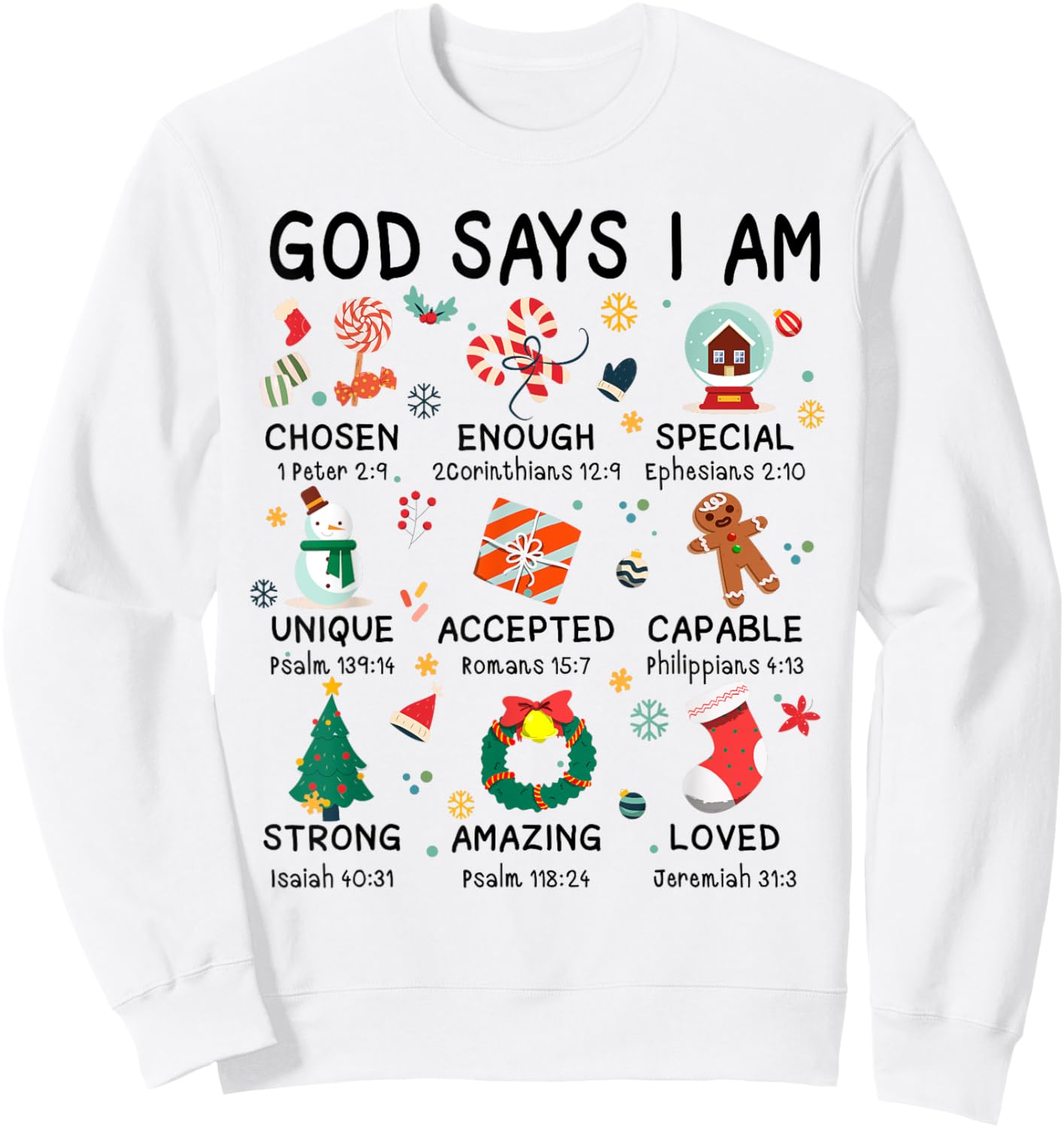 God Says I Am Cute Christmas Xmas Christian Boys Girls Sweatshirt - Sweatshirt | White
