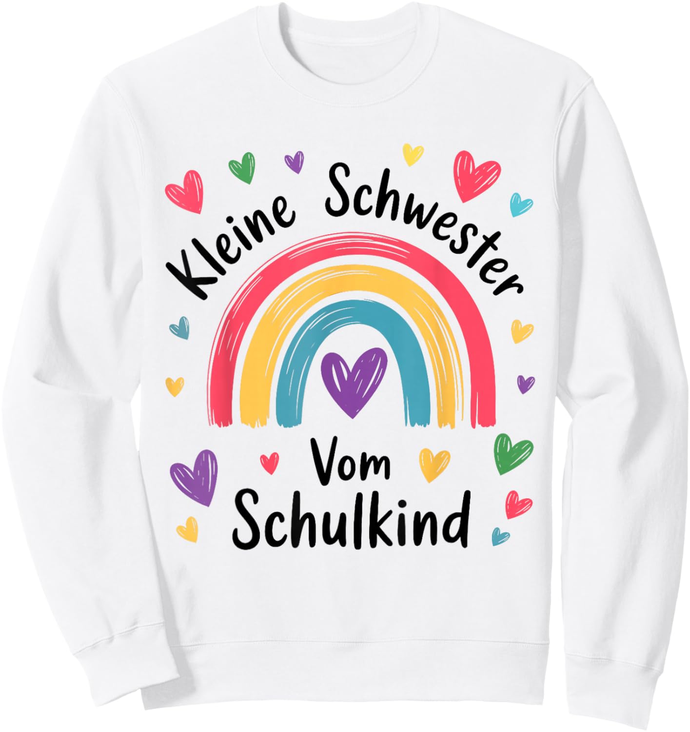 Kleine Schwester vom Schulkind Regenbogen Geschwister Kinder Sweatshirt - Sweatshirt | White