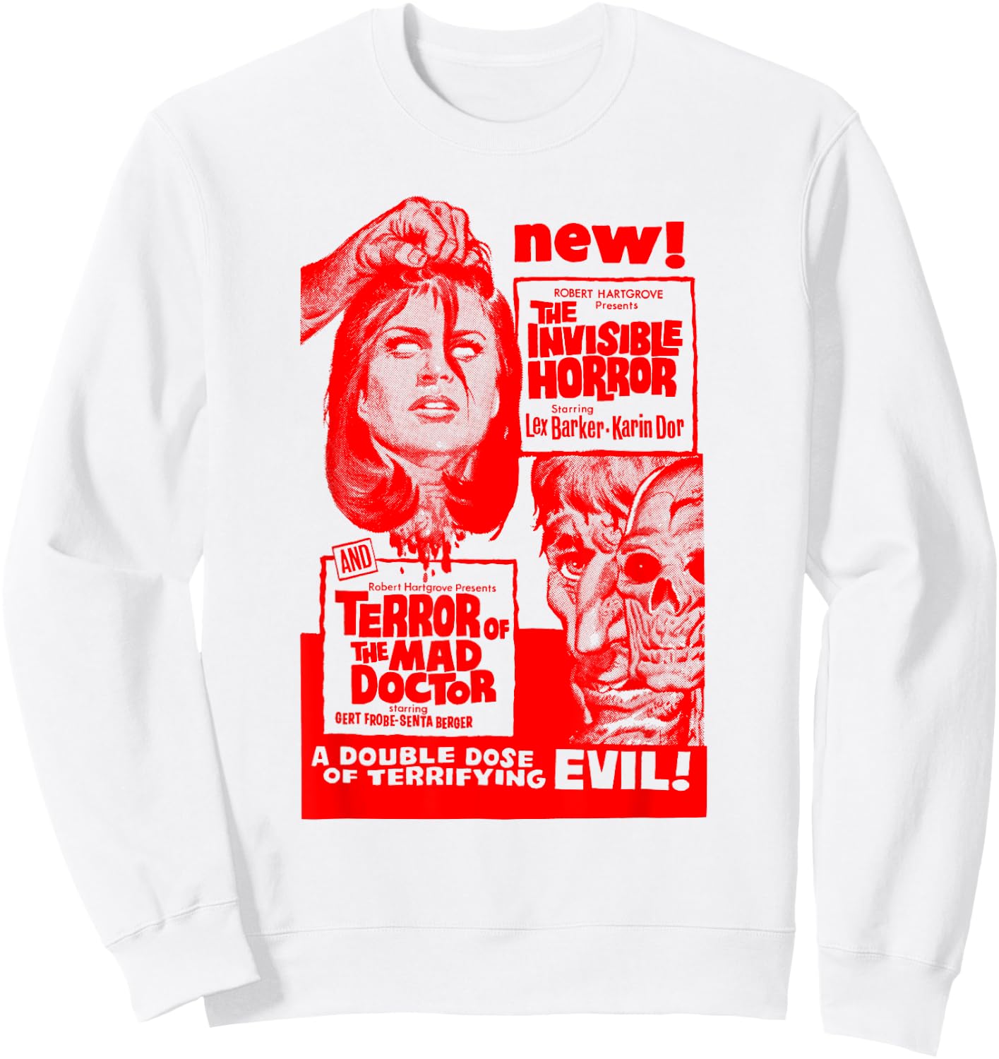 Mad Doctor Terror Halloween Monster Poster Horror Movie Sweatshirt - Sweatshirt | White