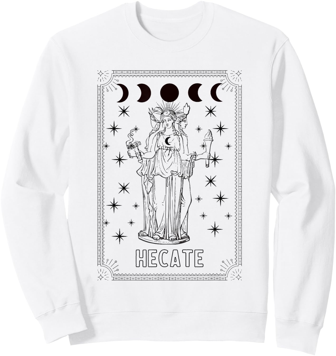 Triple Moon Goddess Hecate Tarot Card Wiccan Pagan Witch Sweatshirt - Sweatshirt | White