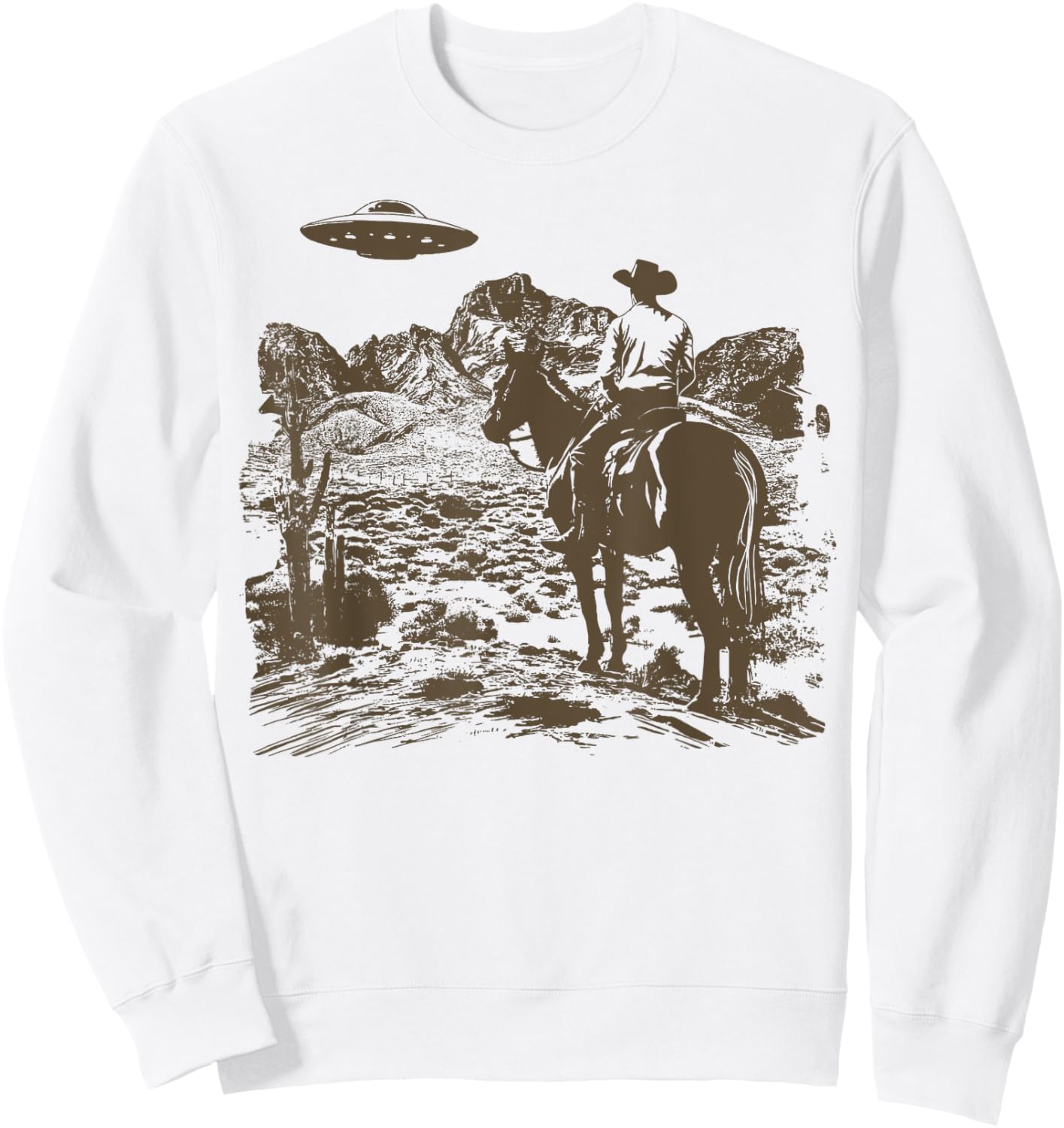 Ufo Western Cowboy Sweatshirt - Sweatshirt | White