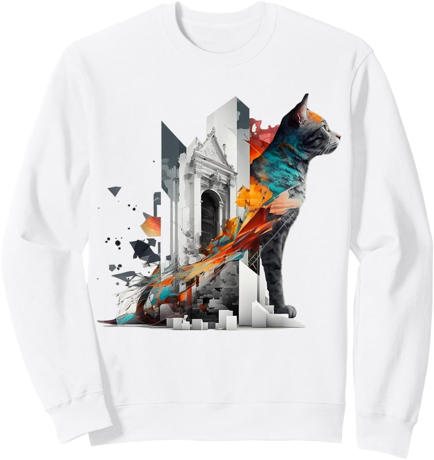 Cat Architecture Colourful Animal Pet Art Cat Men Women Kids Sweatshirt - Sweatshirt | White