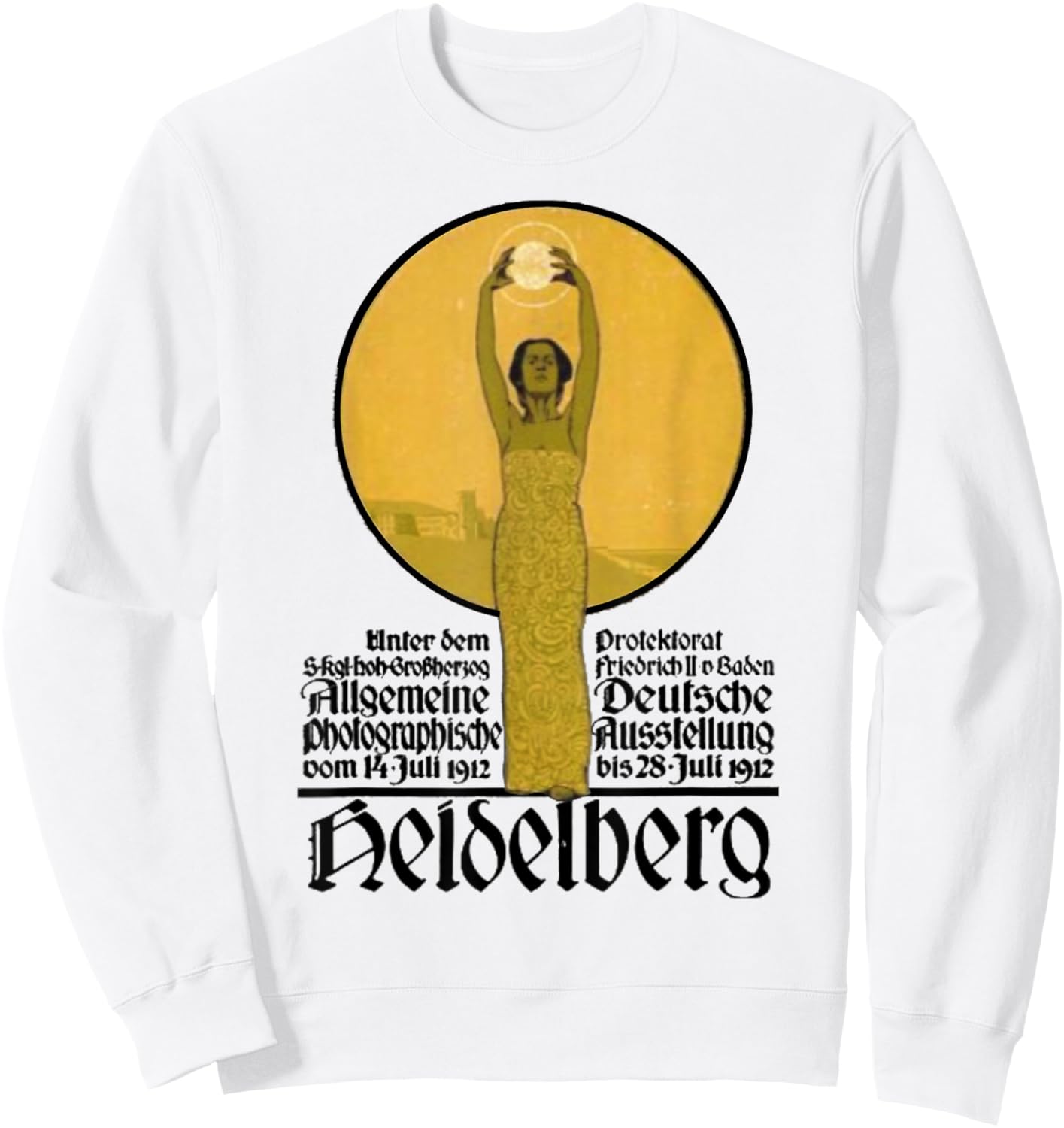 Antique German Rare 1912 Heidelberg Germany Photography Exhibition Grey Cotton 100% Short Sleeve Sweatshirt - Sweatshirt | White