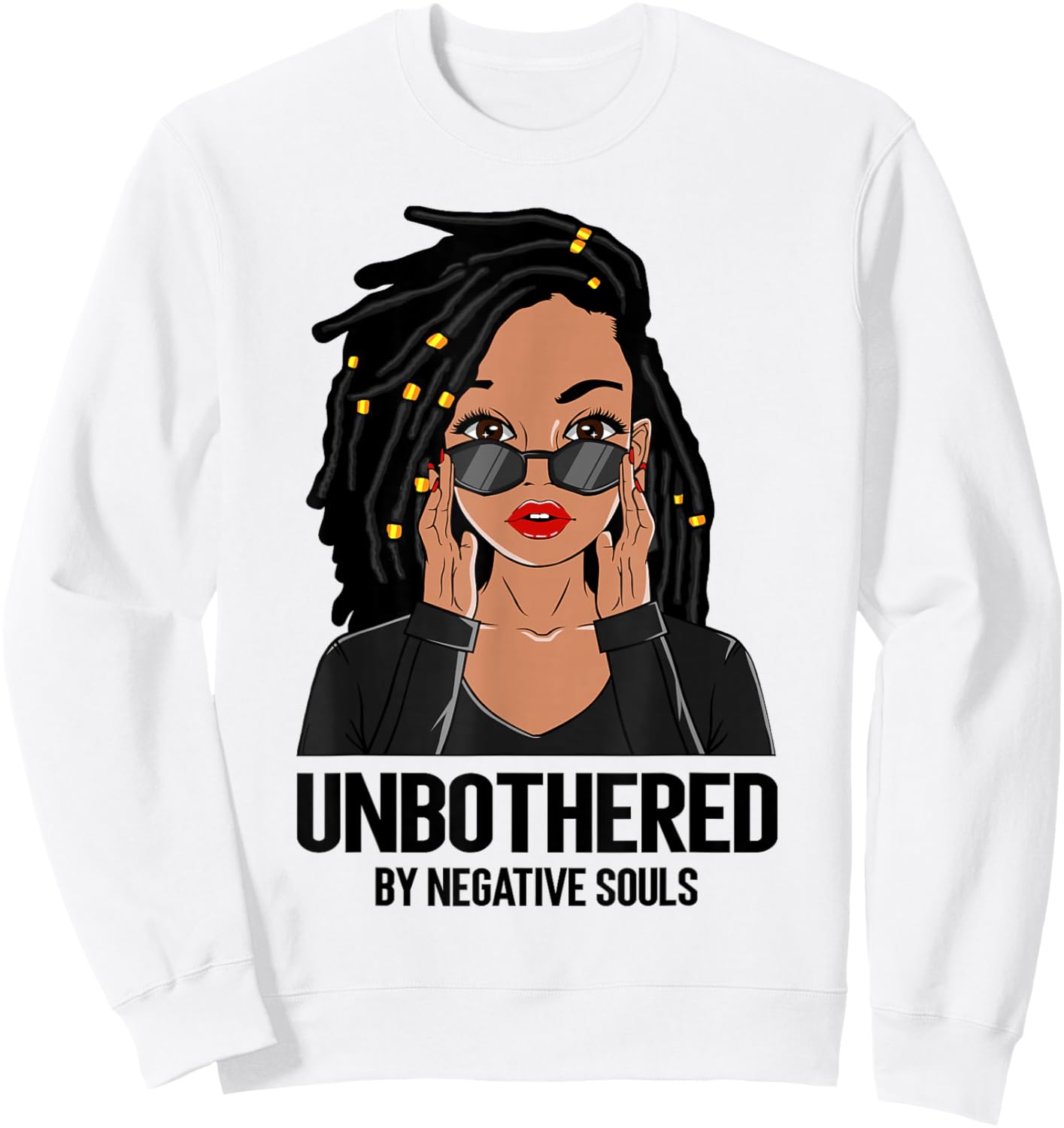 Unbothered African American Women Loc'd Girls Black Queen Sweatshirt - Sweatshirt | White
