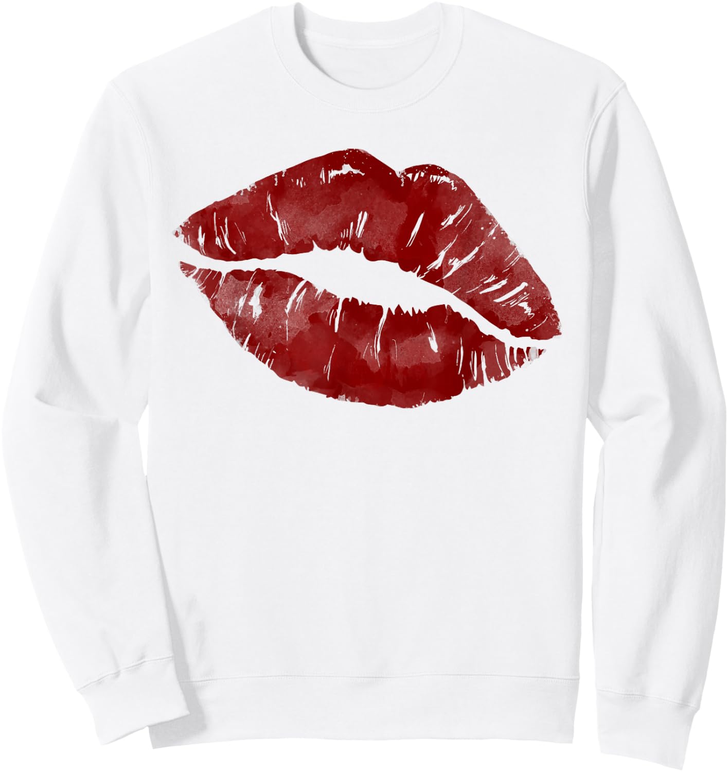 Sexy Red Hot Moist Lips Print Lipstick Kiss Me Clip Art Sweatshirt - Sweatshirt | White